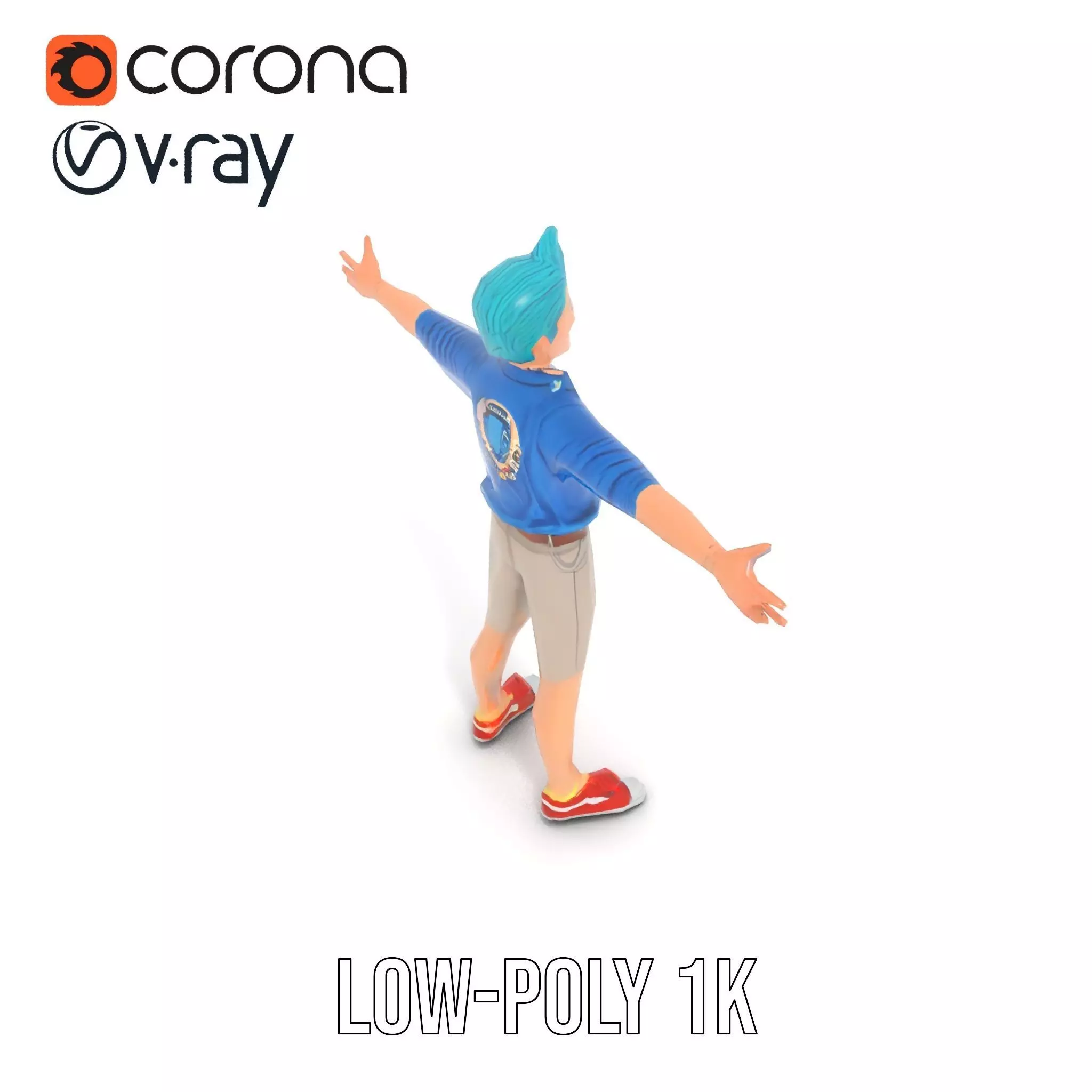 Stylized Character Model Pack with Dynamic Pose Low-poly 3D model_9