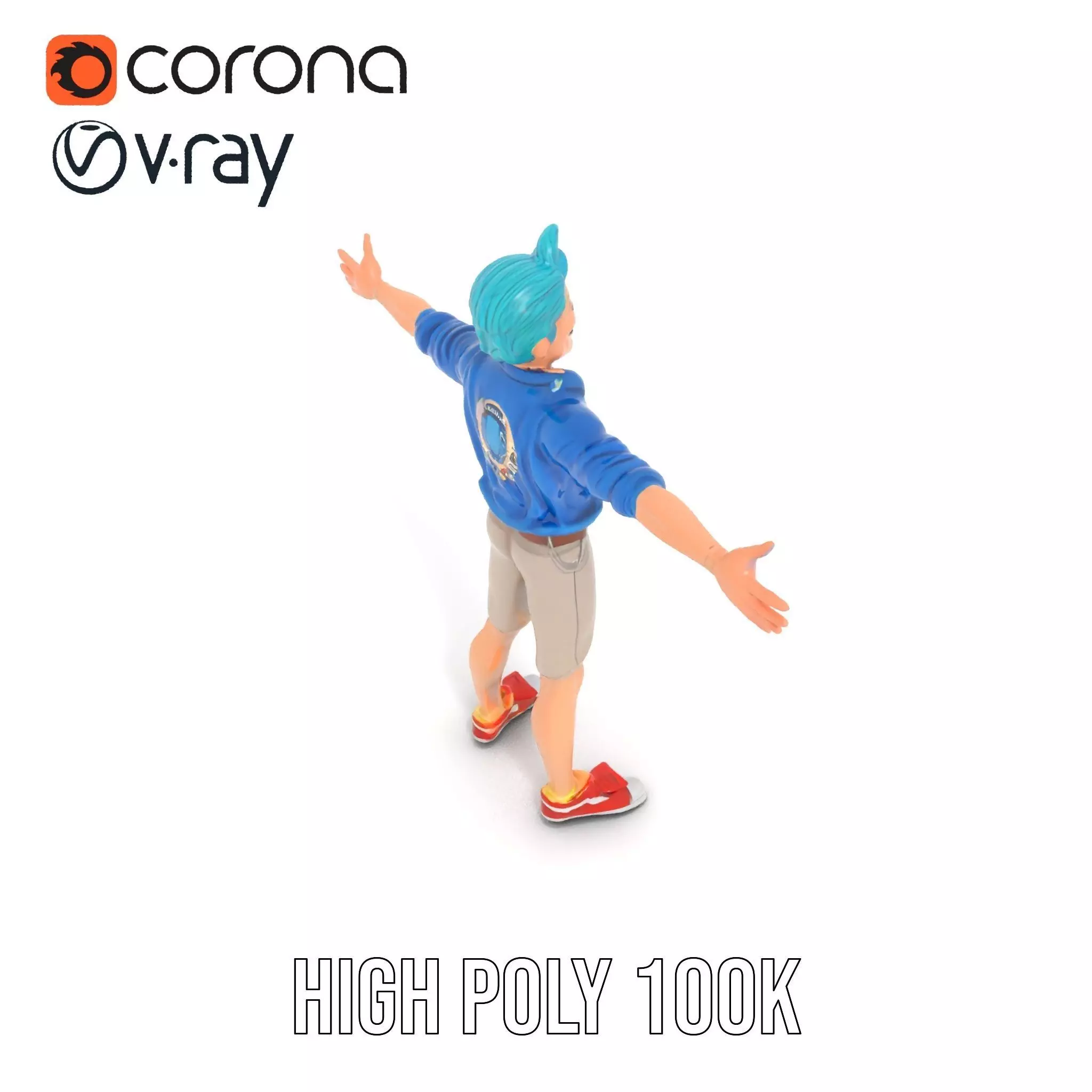 Stylized Character Model Pack with Dynamic Pose Low-poly 3D model_10