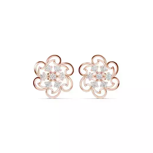 Round Cut Diamond Stud Flower Earring 3DM STL Video