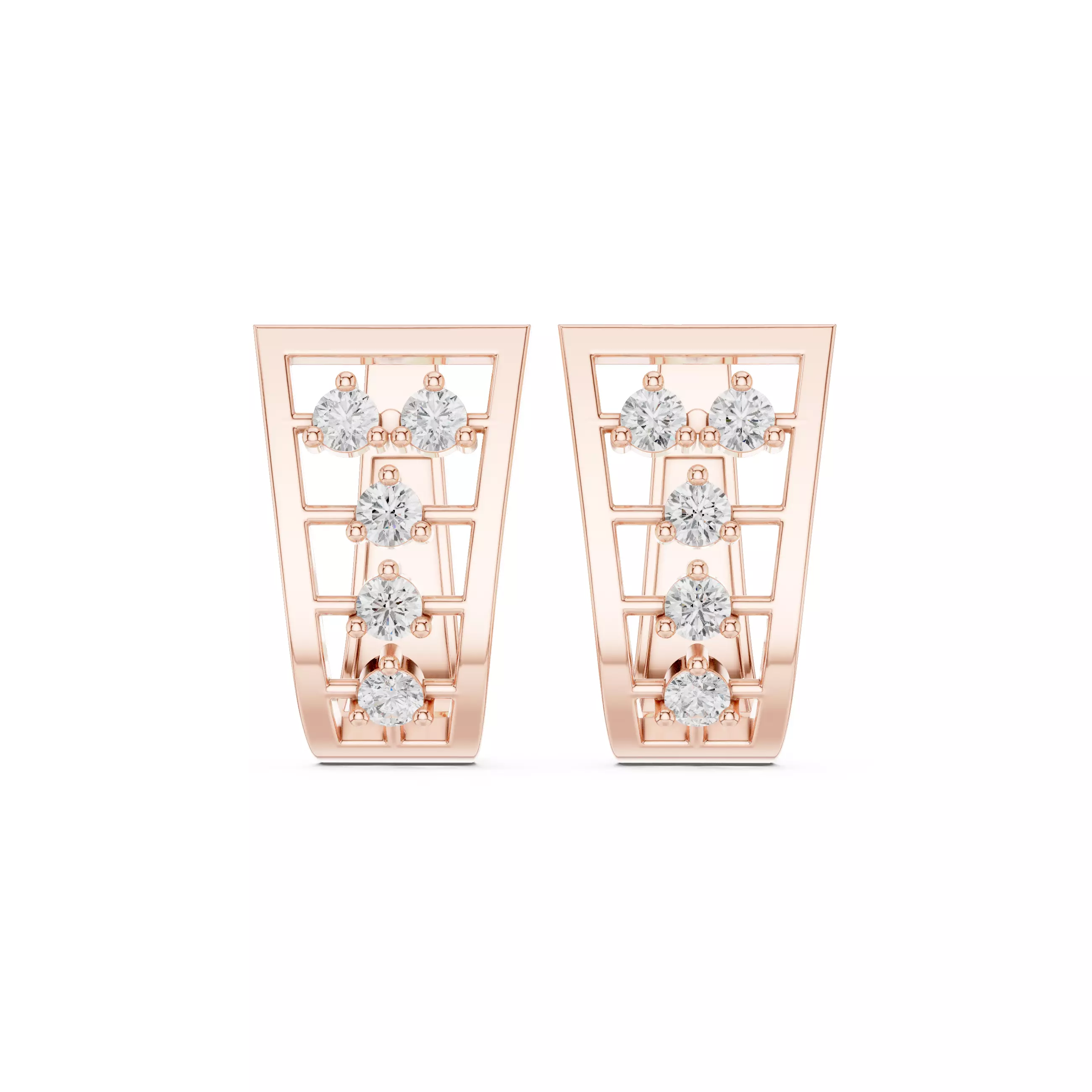 Round Cut Diamond Taper Shape Earring 3DM STL Video 3D print model