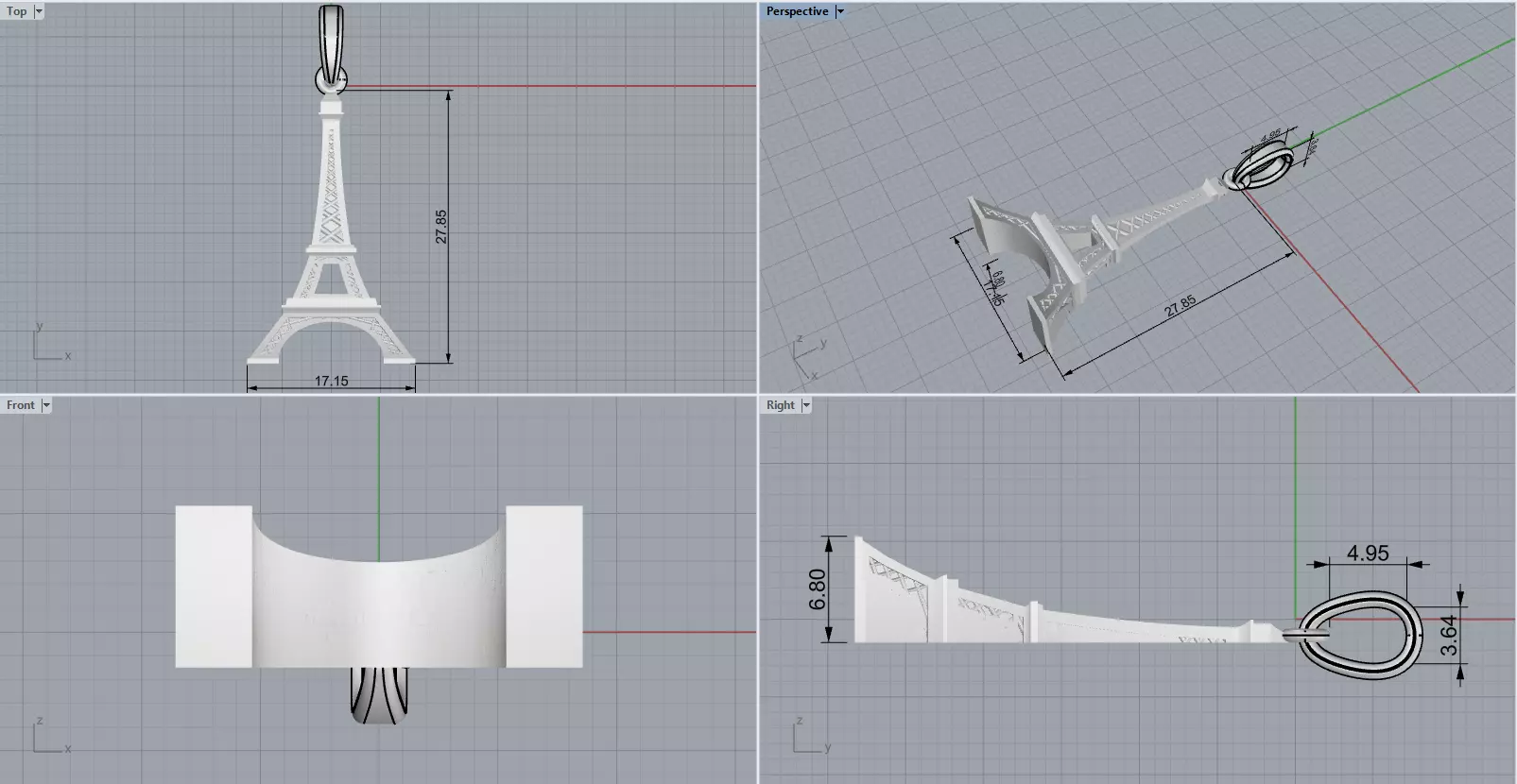 Eiffel Tower pendant model 1382 3D print model_3