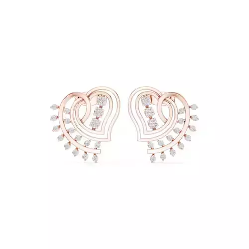 Round Cut Diamond Heart Shape Earring 3DM STL Video 3D print model