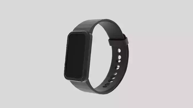 3D Realistic Smartwatch Model with Black Strap