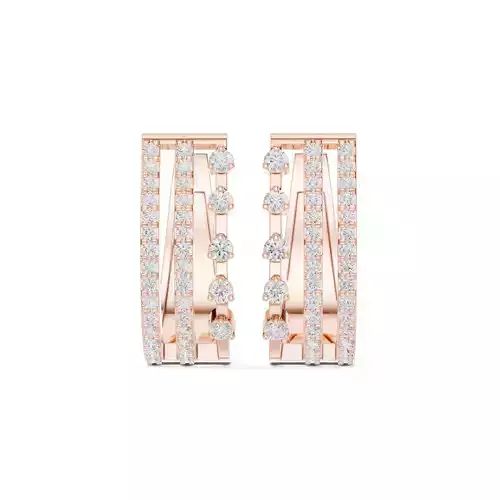 Three Row Round Cut Diamond Earring 3DM STL Video