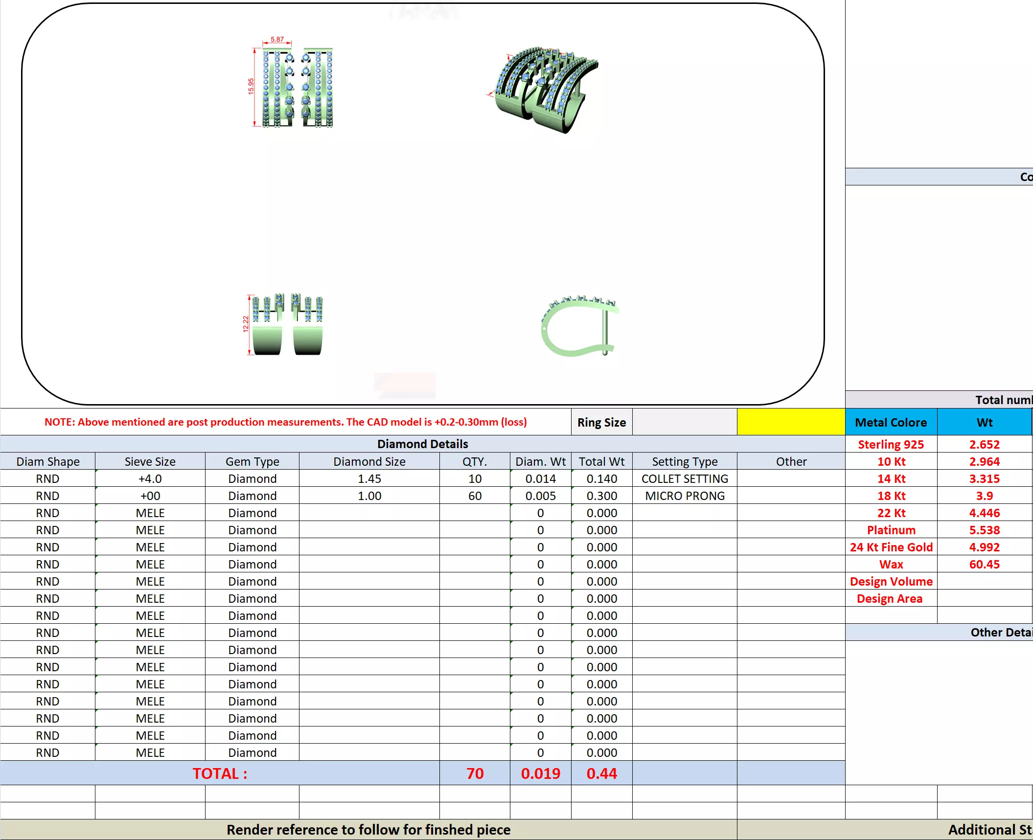 Three Row Round Cut Diamond Earring 3DM STL Video 3D print model_13