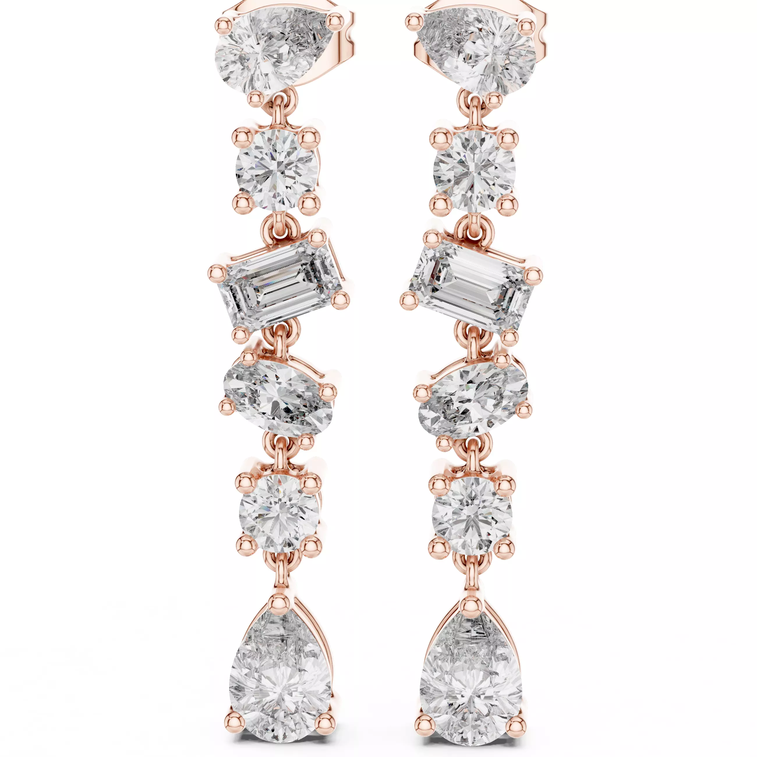 Diamond Long Earrings 3dm stl renders animation videos details 3D print model
