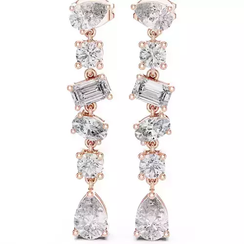 Diamond Long Earrings 3dm stl renders animation videos details