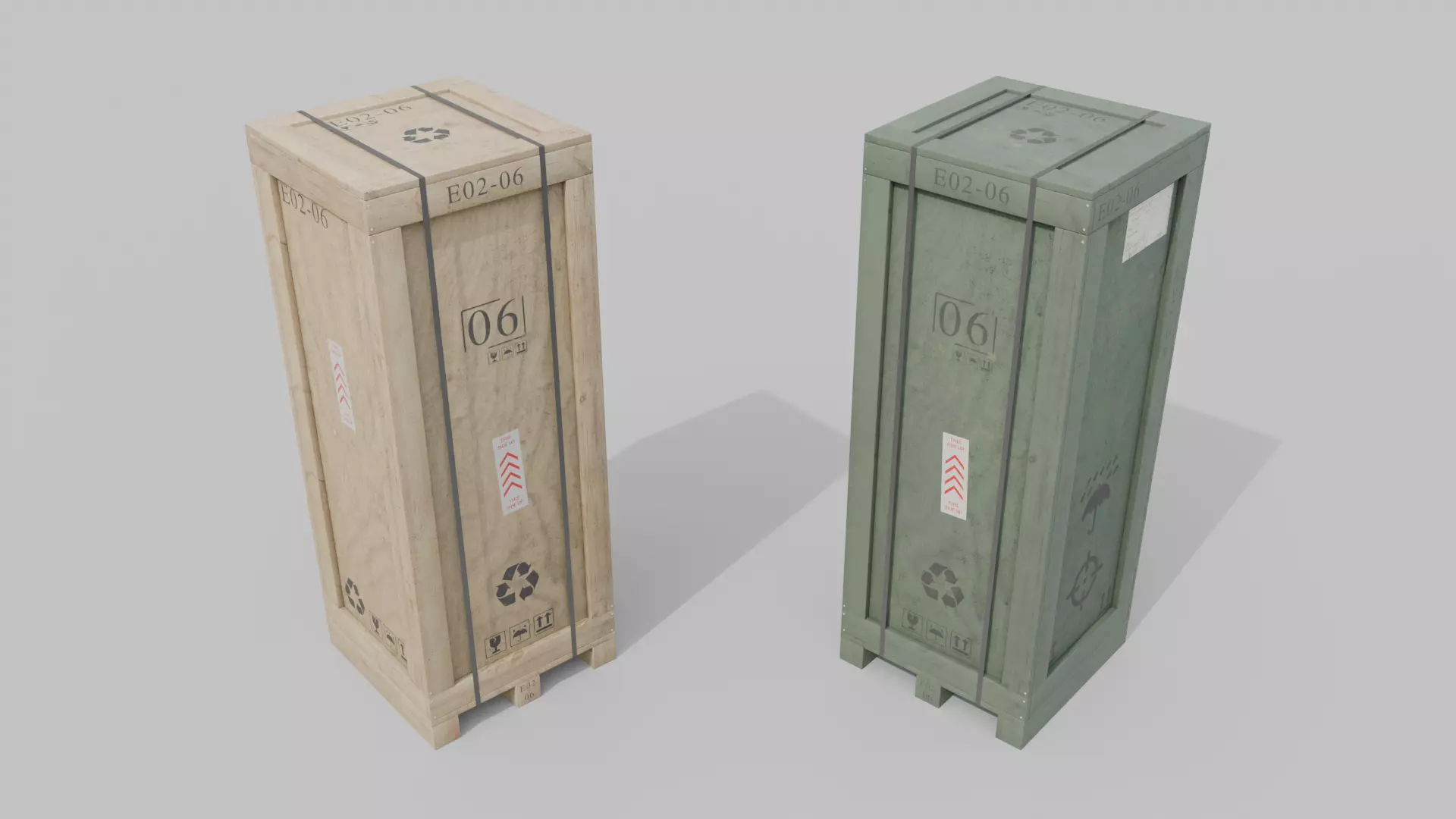 Customizable Wooden Crate Trio - Vertical Mix 3D Model Collection_27