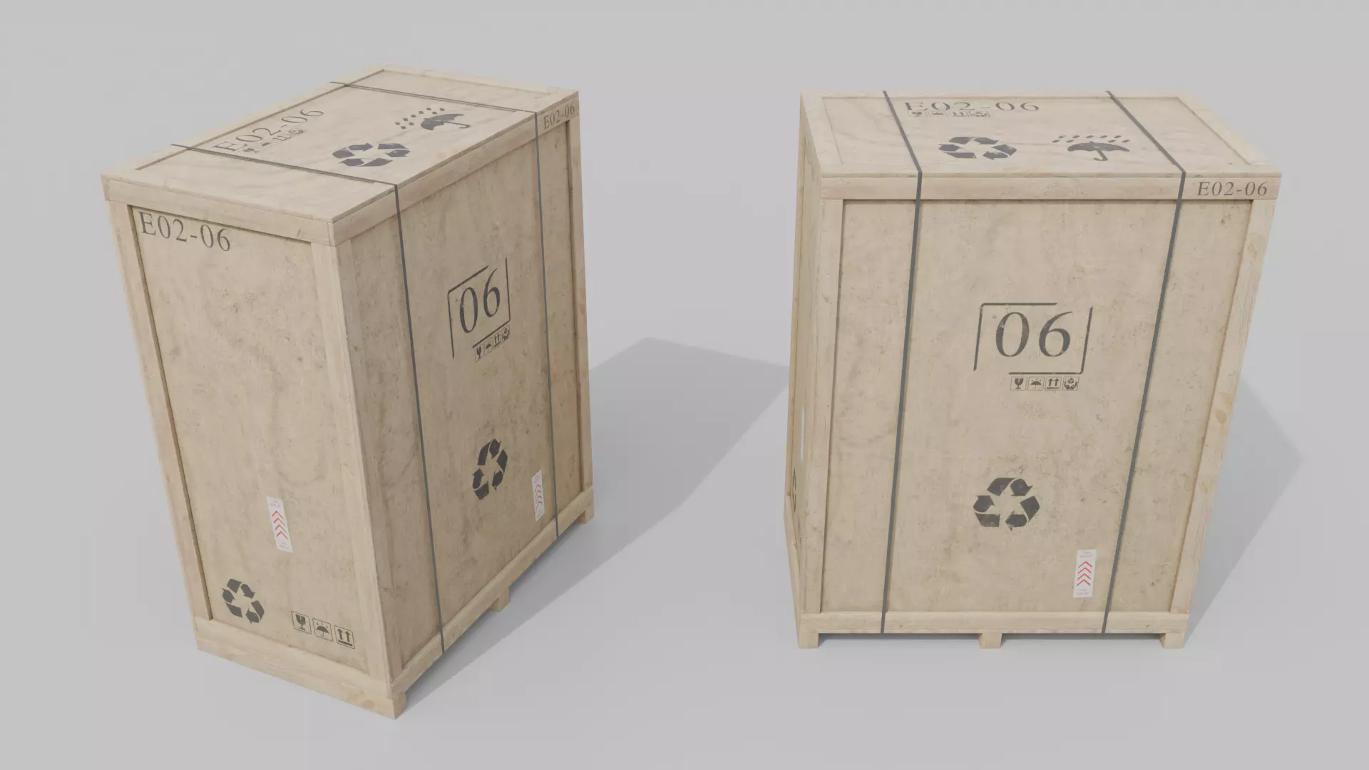 Customizable Wooden Crate Trio - Vertical Mix 3D Model Collection_14