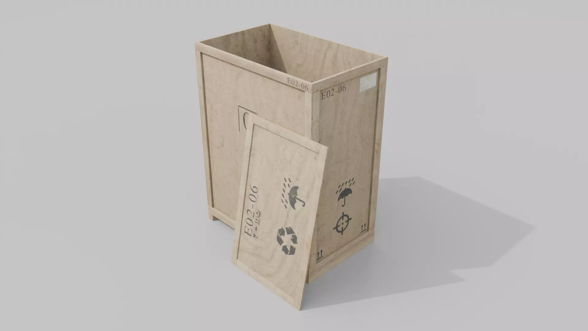 Customizable Wooden Crate Trio - Vertical Mix 3D Model Collection_13