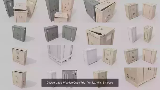 Customizable Wooden Crate Trio - Vertical Mix