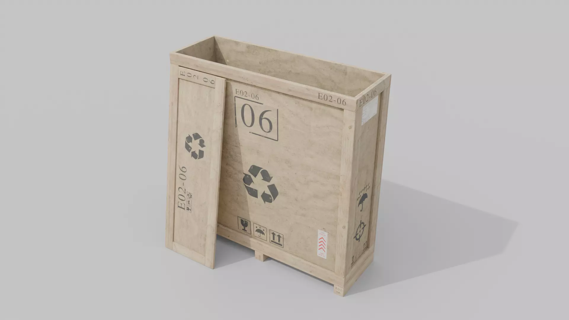 Customizable Wooden Crate Trio - Vertical Mix 3D Model Collection_35