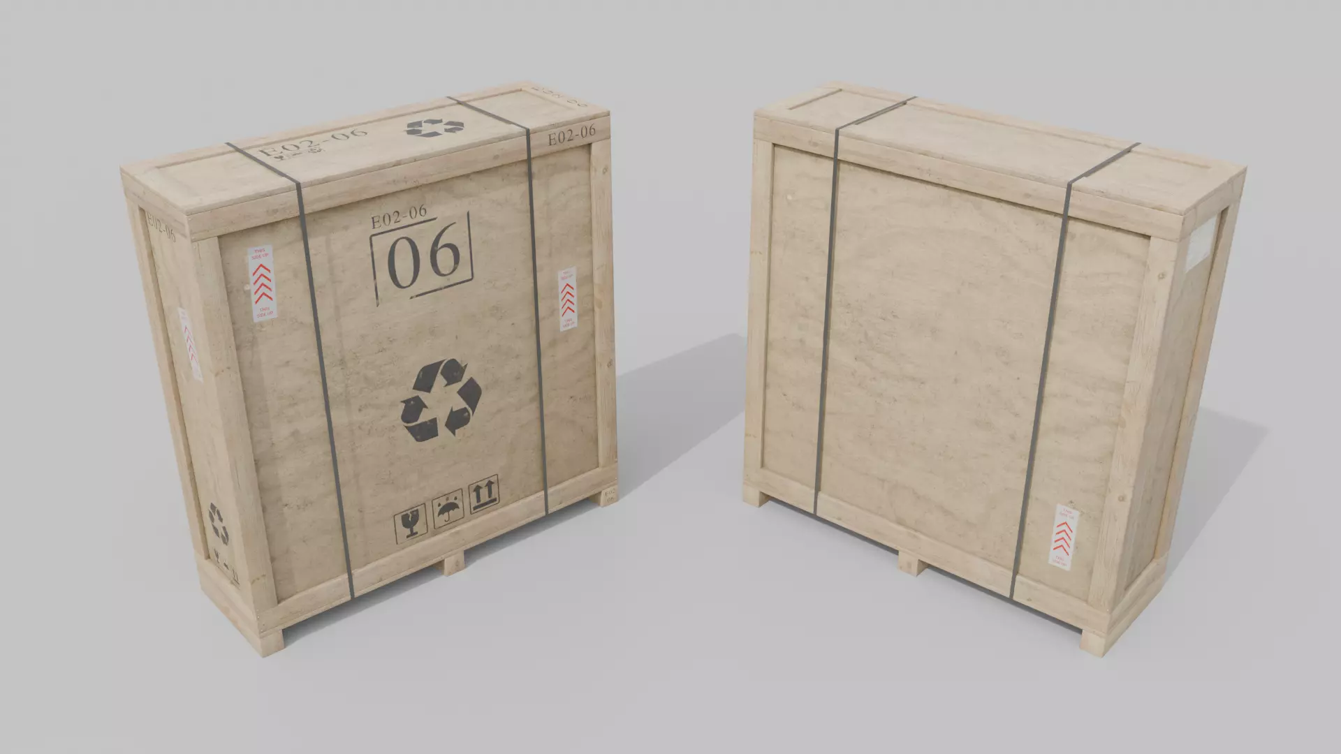 Customizable Wooden Crate Trio - Vertical Mix 3D Model Collection_38