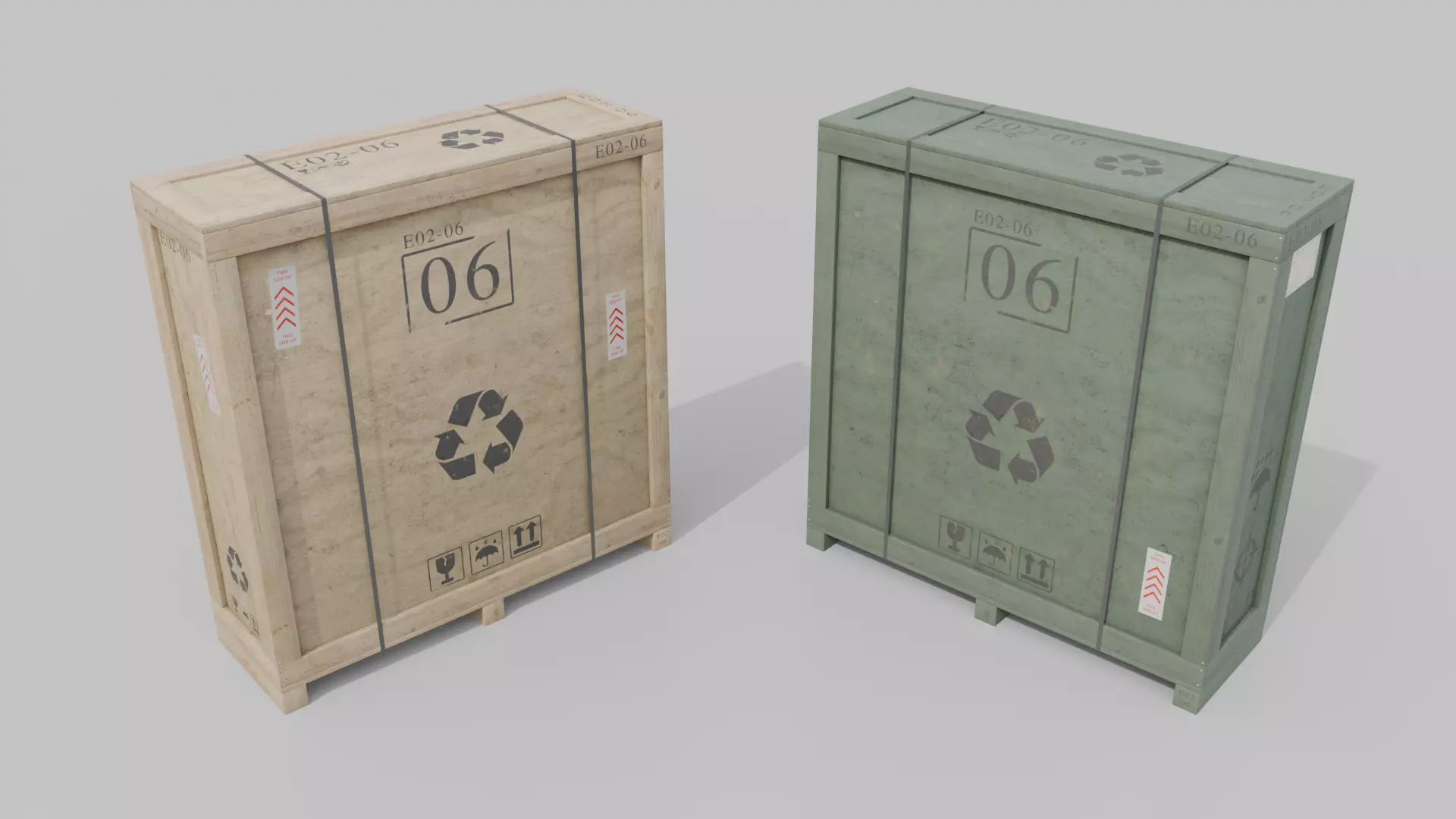 Customizable Wooden Crate Trio - Vertical Mix 3D Model Collection_36