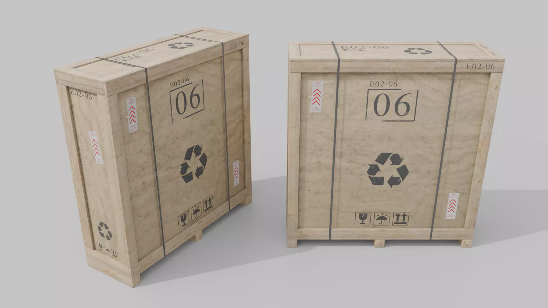 Customizable Wooden Crate Trio - Vertical Mix 3D Model Collection_31