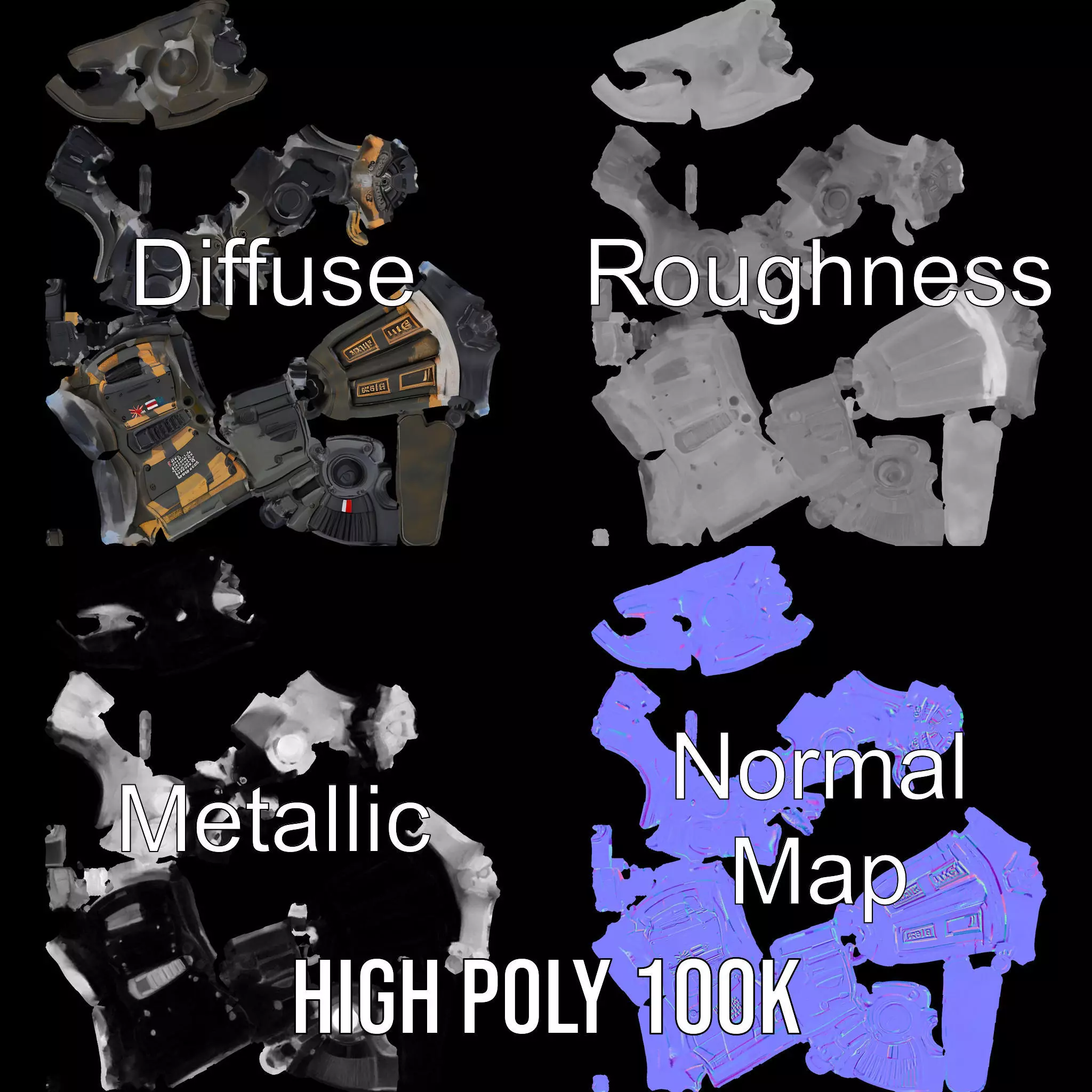 Tactical Turret Model Pack with Camo Texture Low-poly 3D model_4