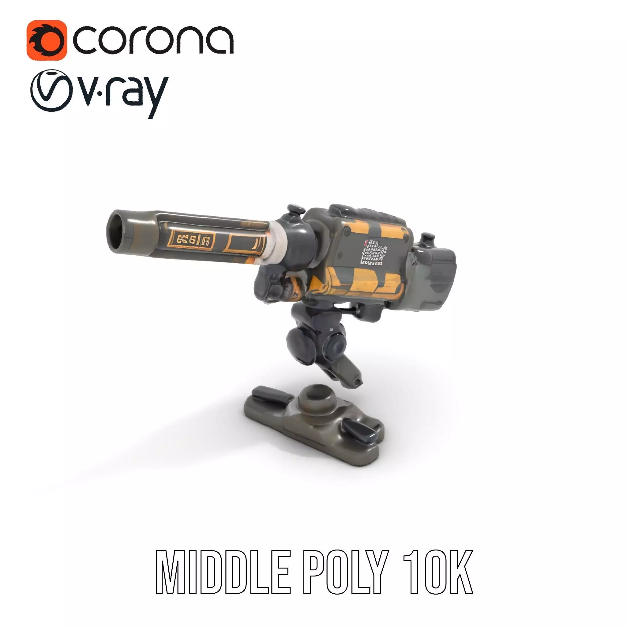 Tactical Turret Model Pack with Camo Texture Low-poly 3D model_12