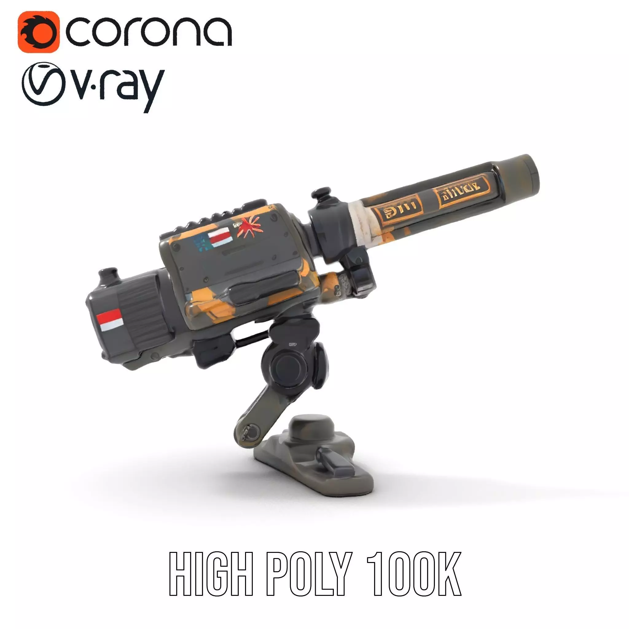 Tactical Turret Model Pack with Camo Texture Low-poly 3D model_27