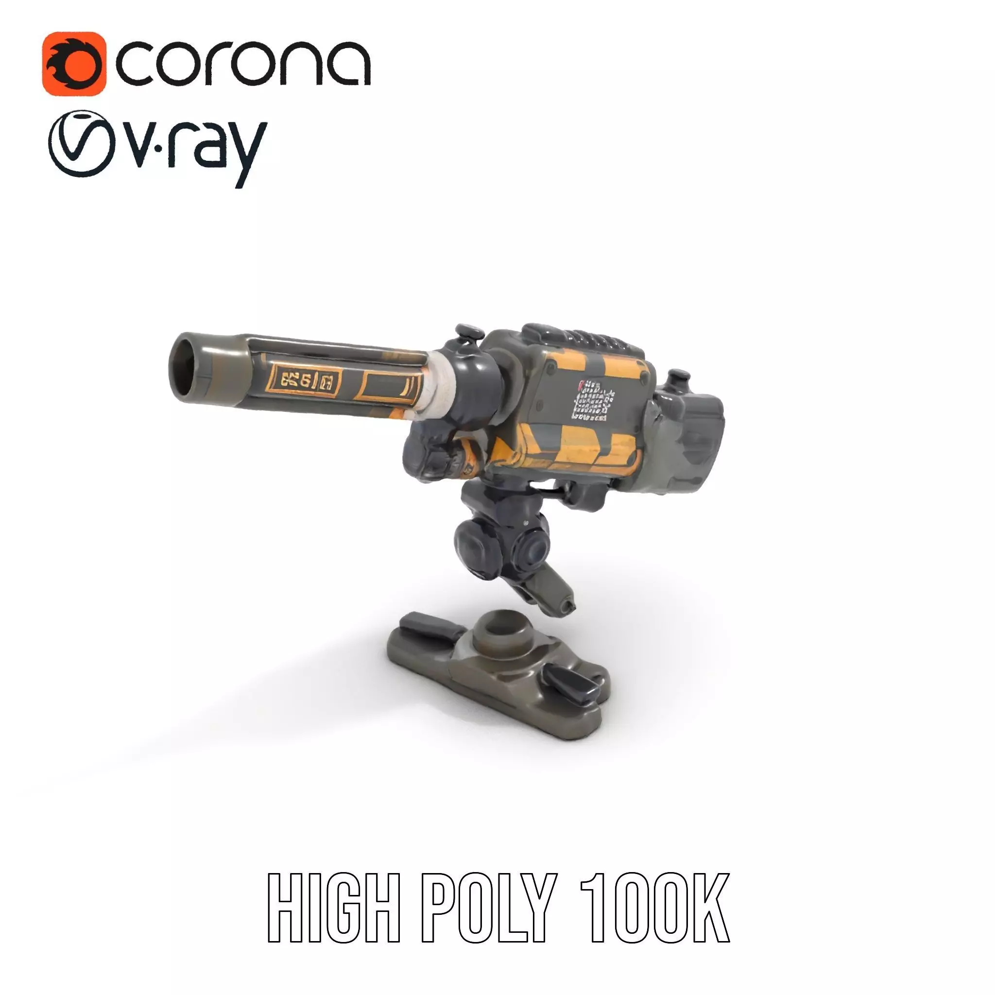 Tactical Turret Model Pack with Camo Texture Low-poly 3D model_24