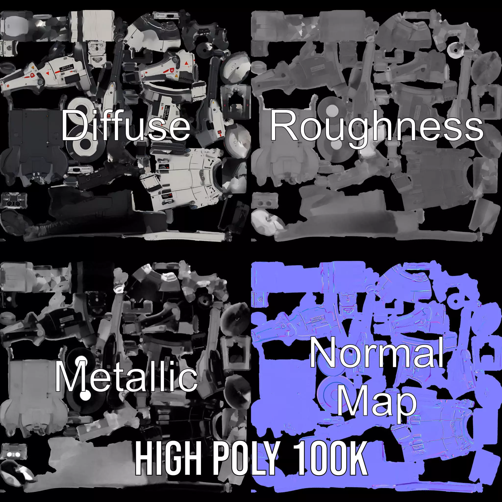 Futuristic Missile Launcher Model Pack Low-poly 3D model_4