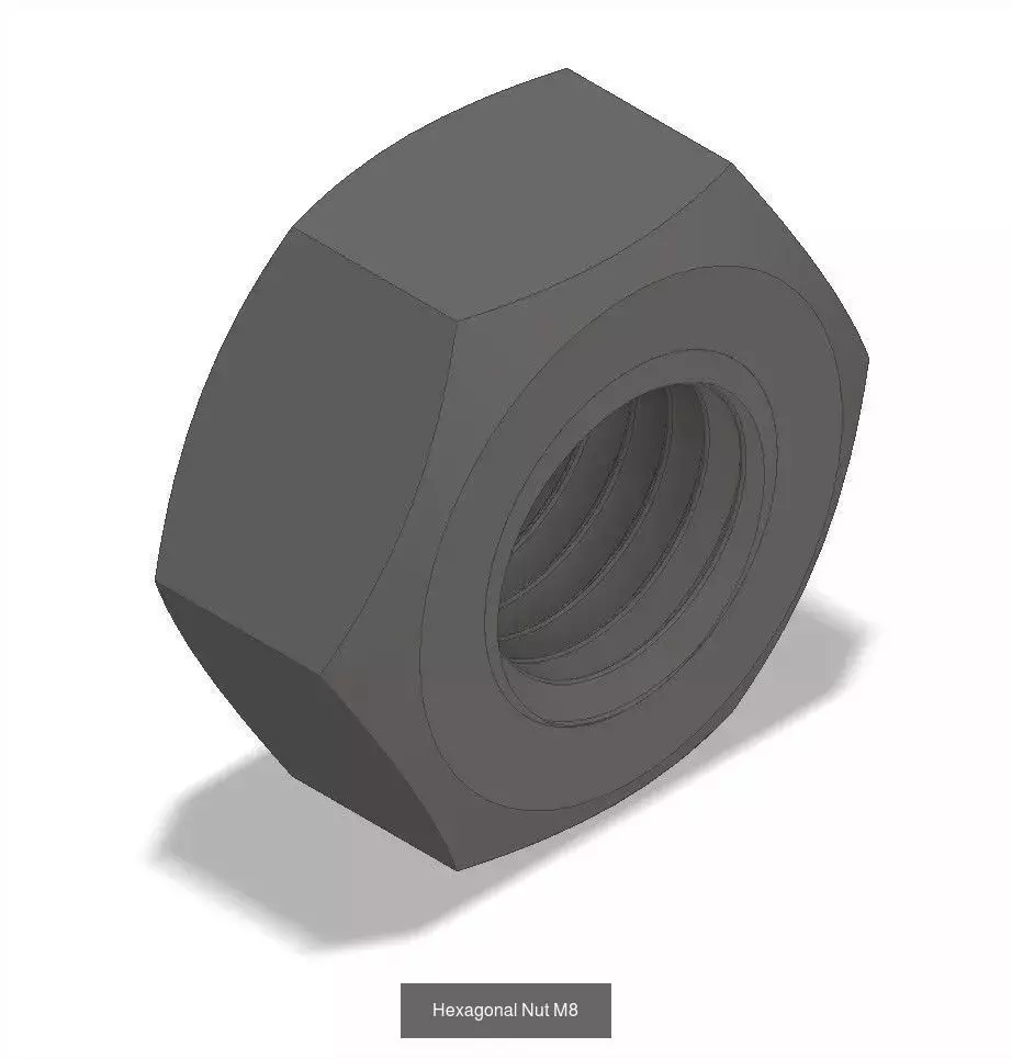 Hexagonal Nut 3D Model Collection_3