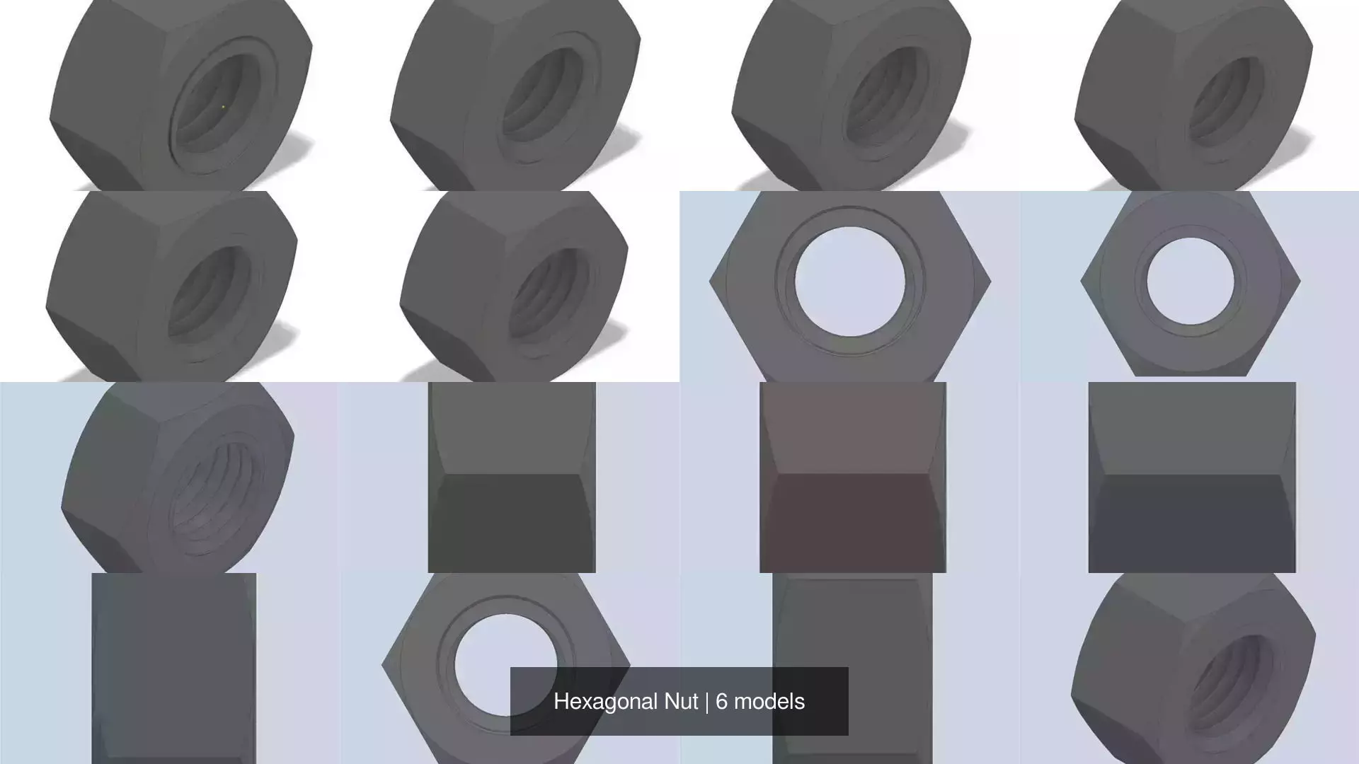 Hexagonal Nut 3D Model Collection_0
