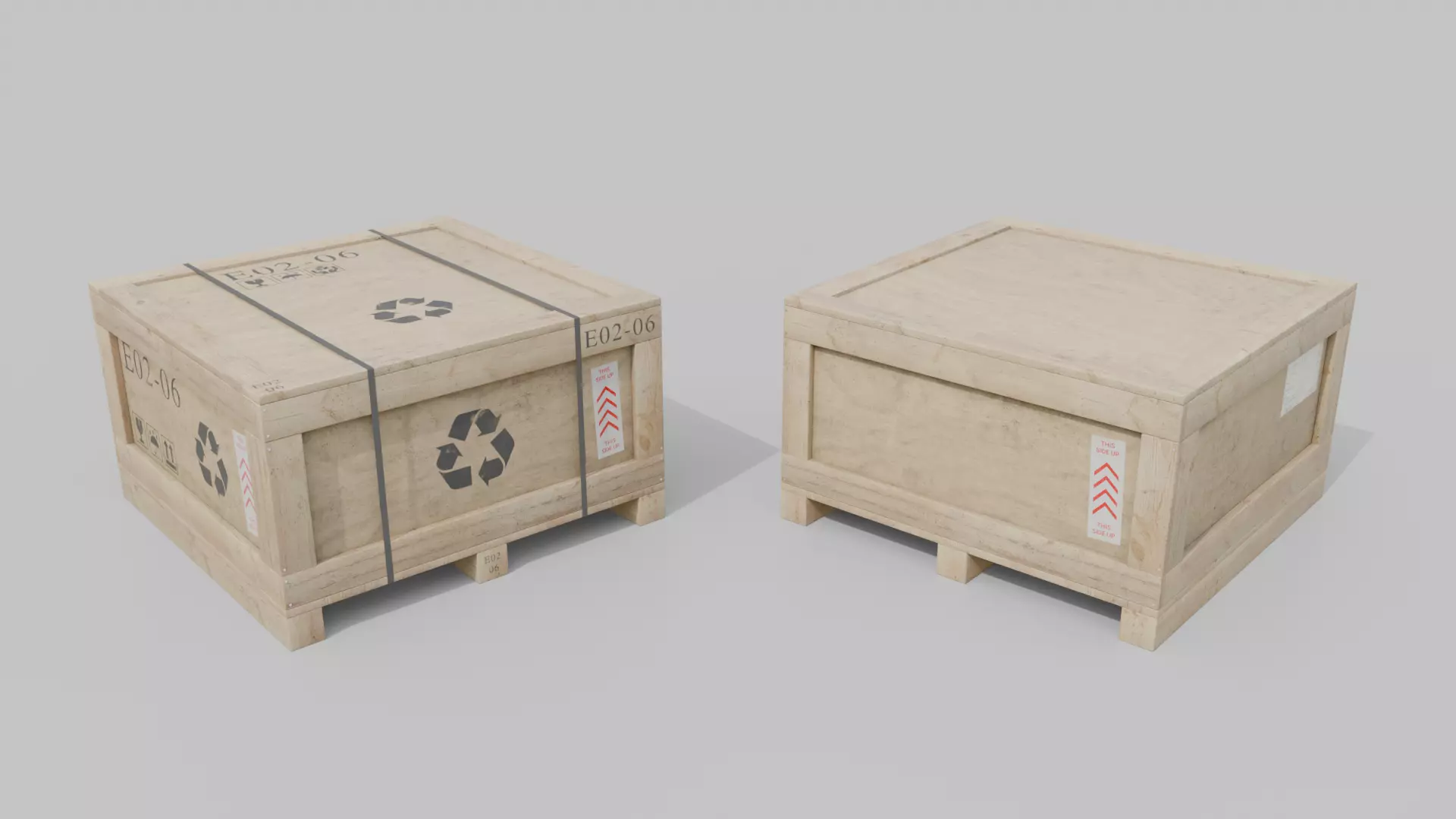Customizable Wooden Crate Trio - Compact Set 3D Model Collection_14
