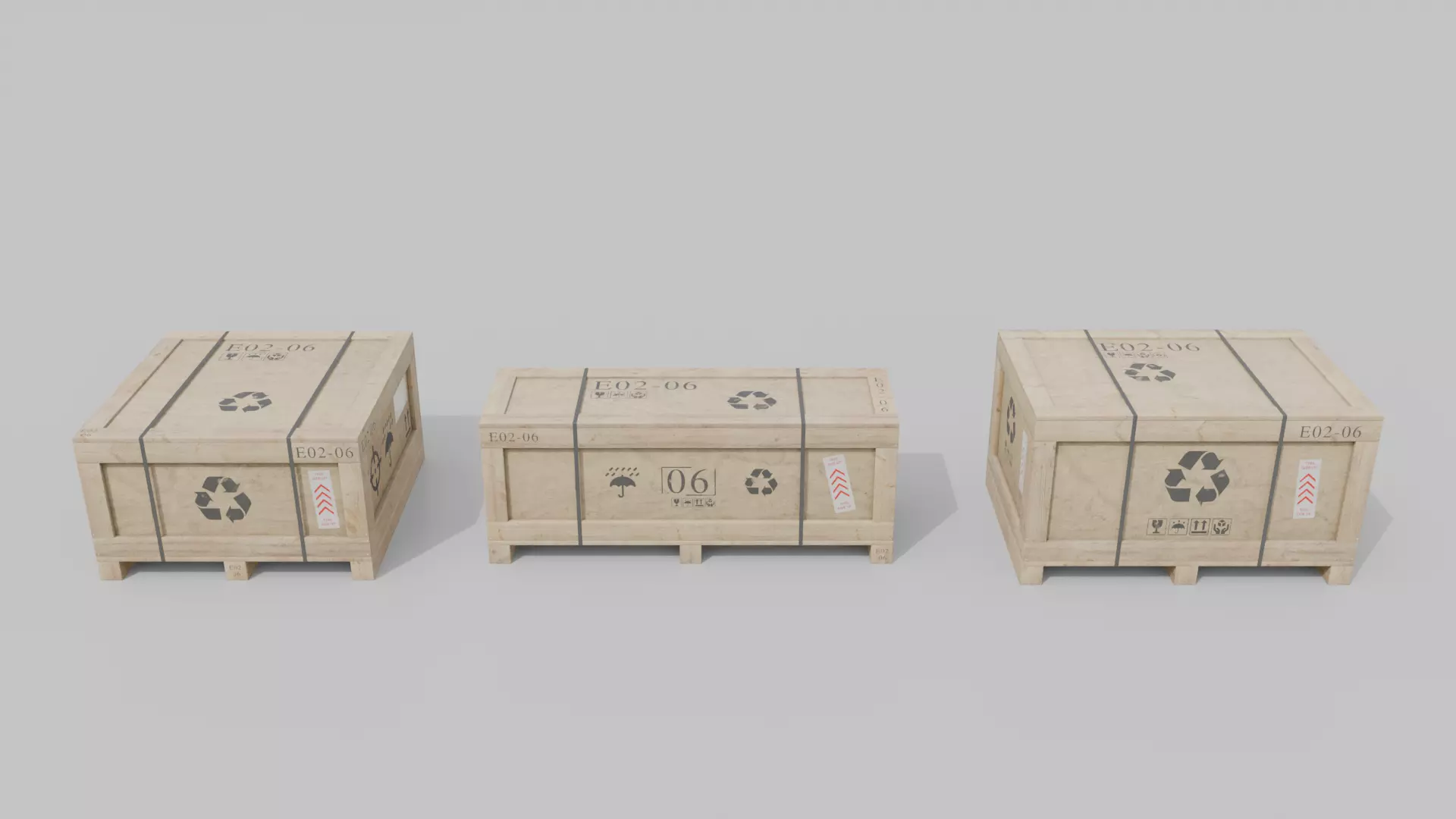 Customizable Wooden Crate Trio - Compact Set 3D Model Collection_4