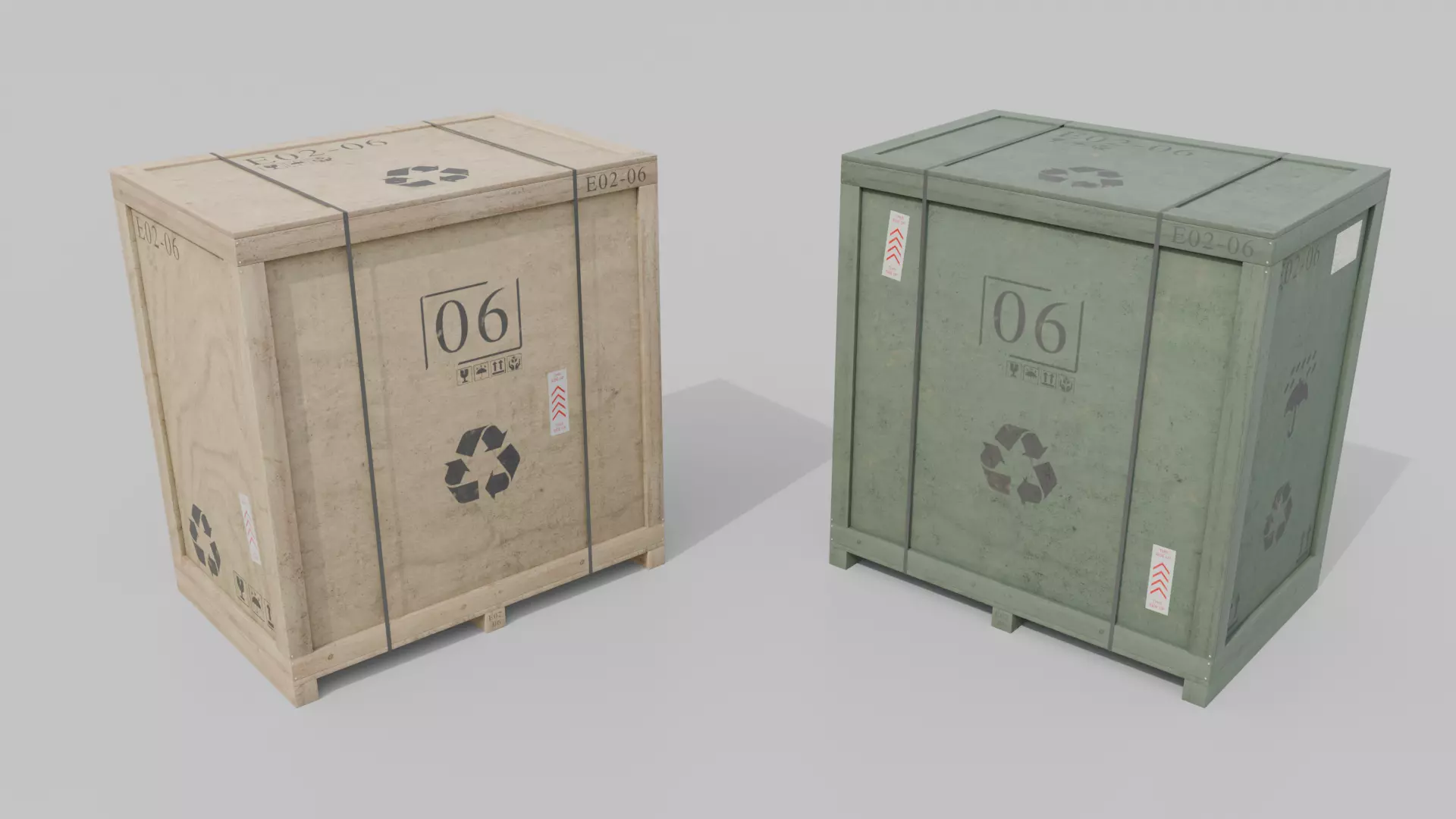Customizable Wooden Crate Trio - Balanced Stack 3D Model Collection_33