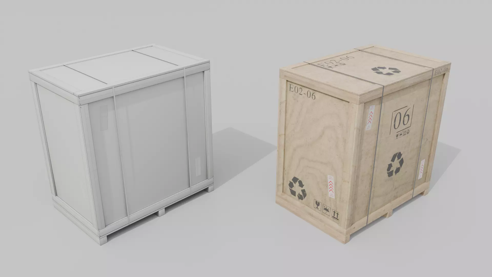 Customizable Wooden Crate Trio - Balanced Stack 3D Model Collection_36