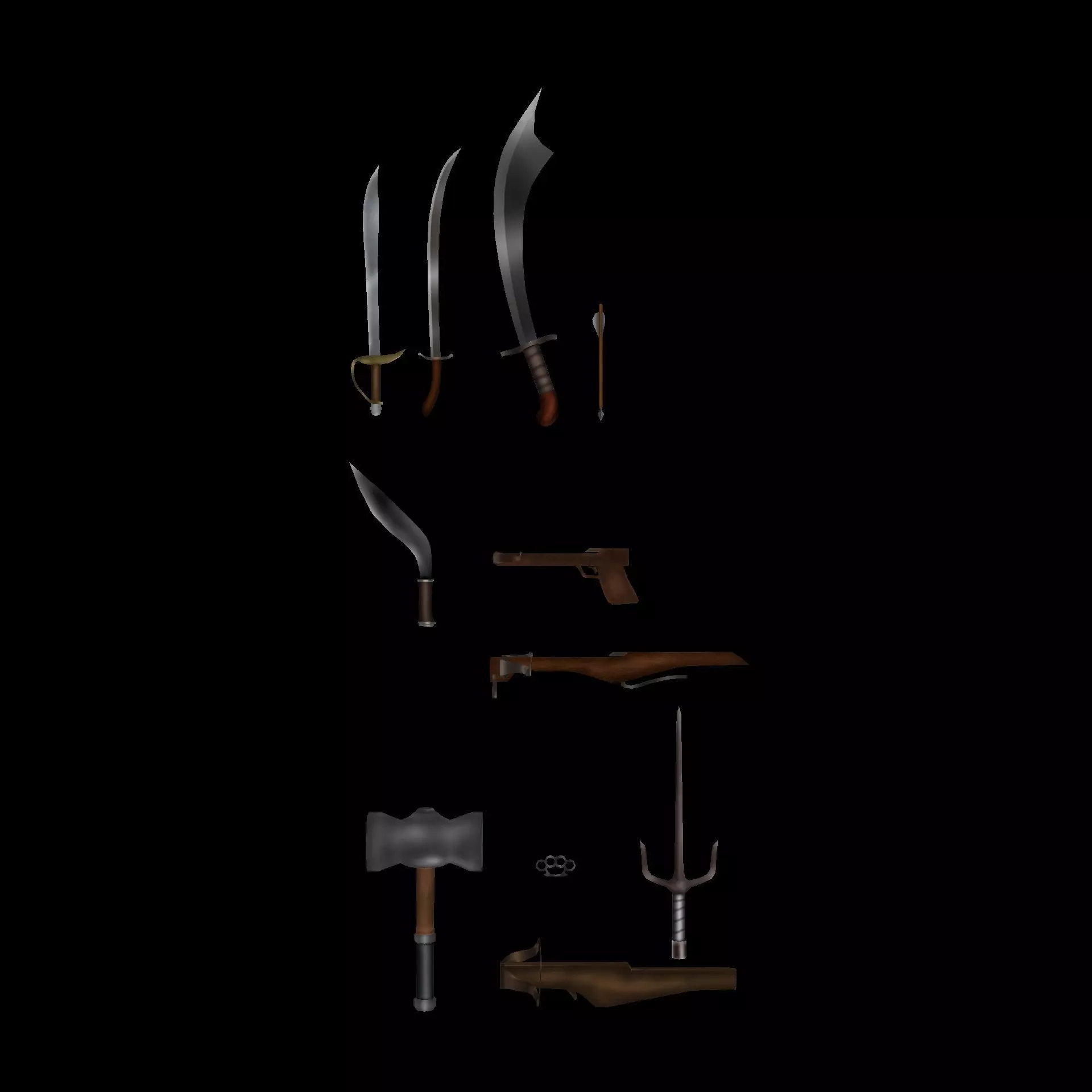 Melee Weapons Pack 6 Low-poly 3D model_0
