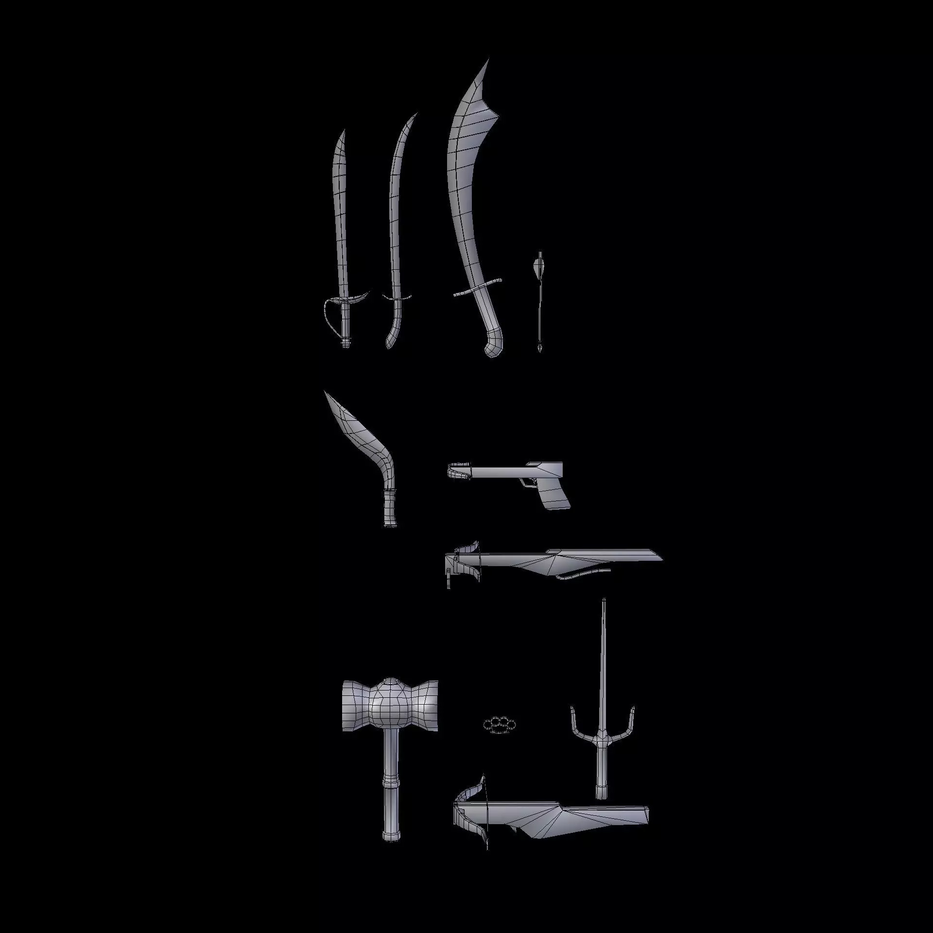 Melee Weapons Pack 6 Low-poly 3D model_12
