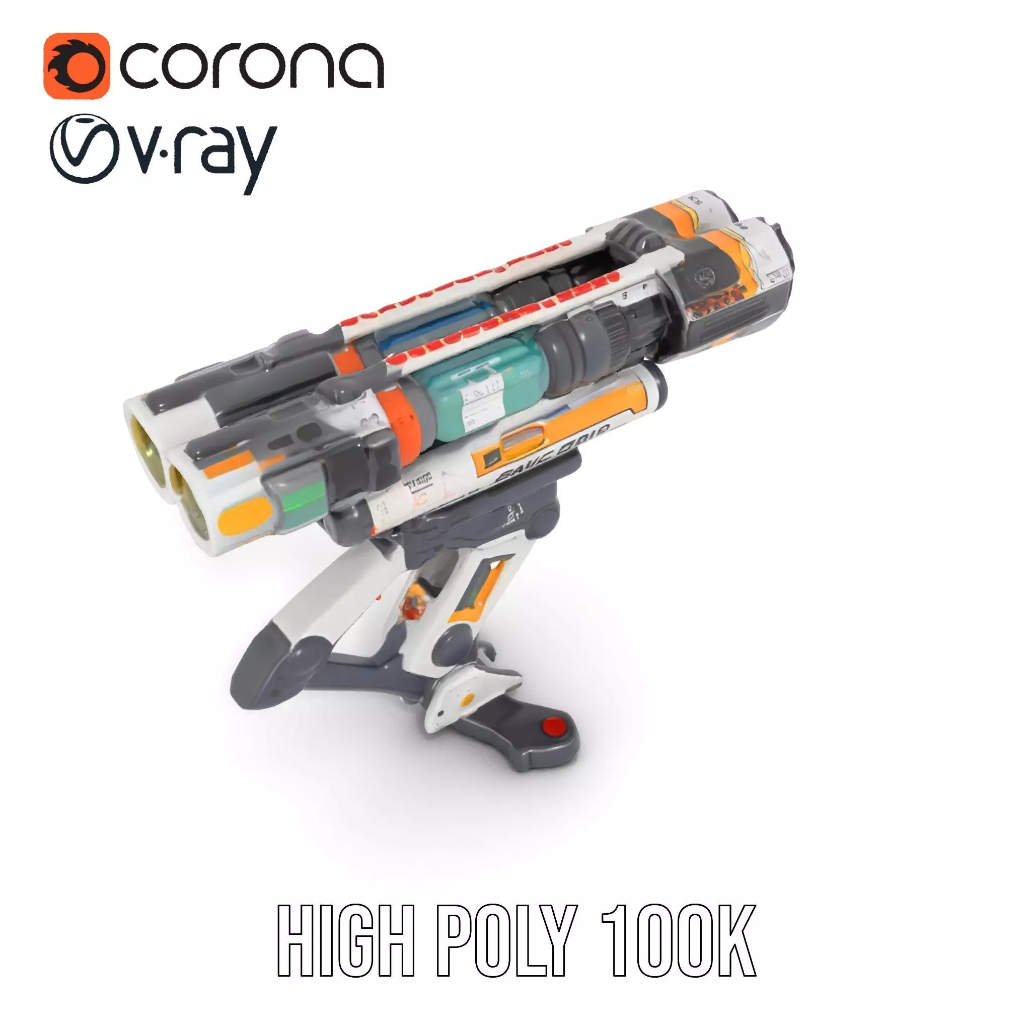 Futuristic SciFi Turret Model Pack Low-poly 3D model_21