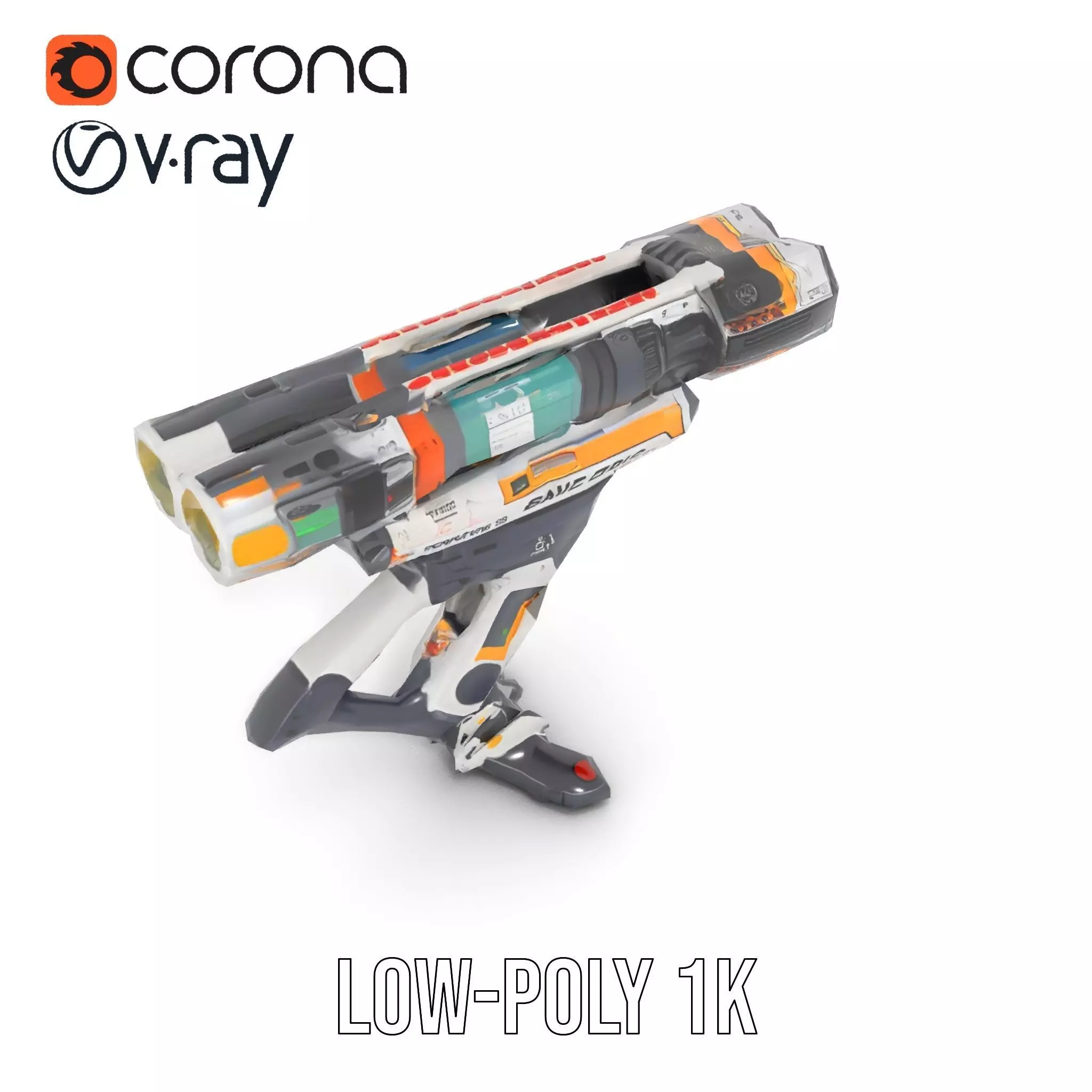 Futuristic SciFi Turret Model Pack Low-poly 3D model_13