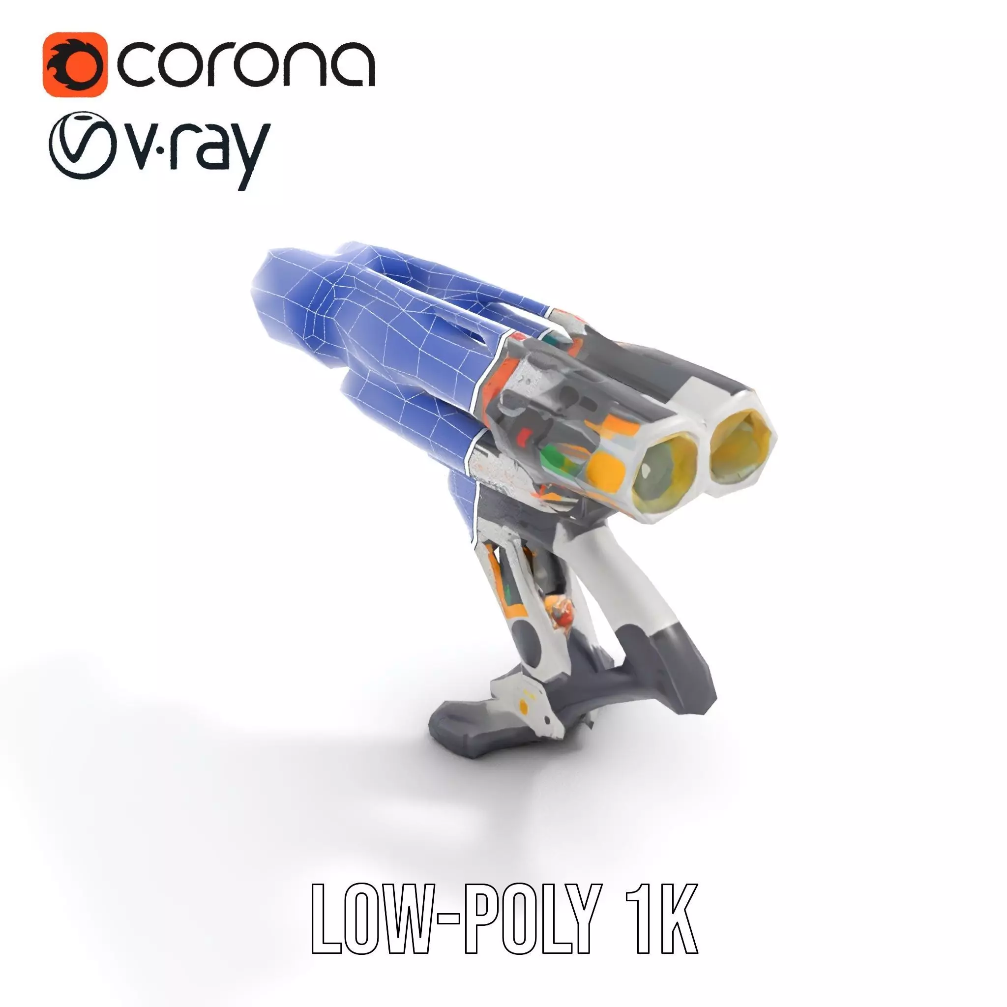 Futuristic SciFi Turret Model Pack Low-poly 3D model_15