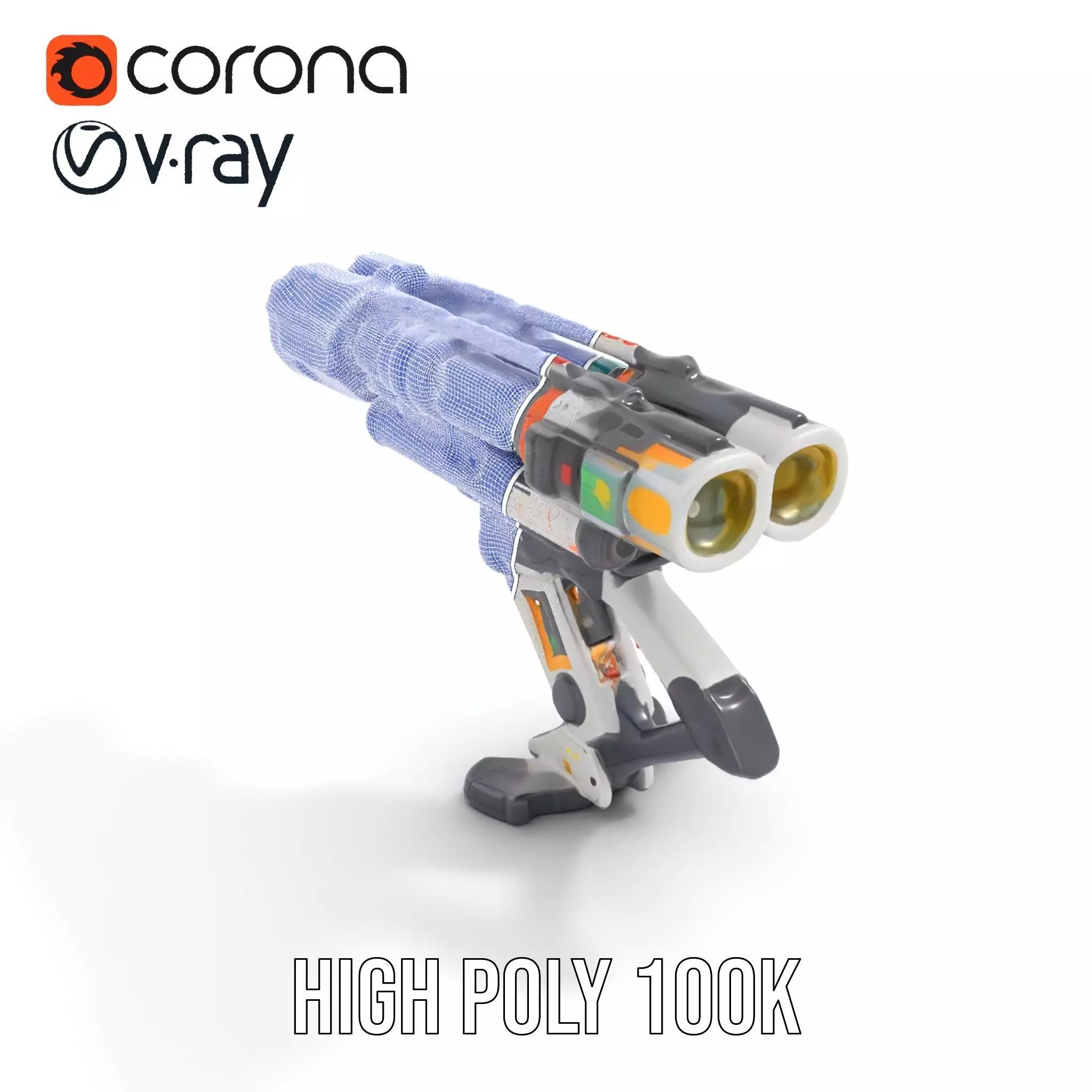 Futuristic SciFi Turret Model Pack Low-poly 3D model_27