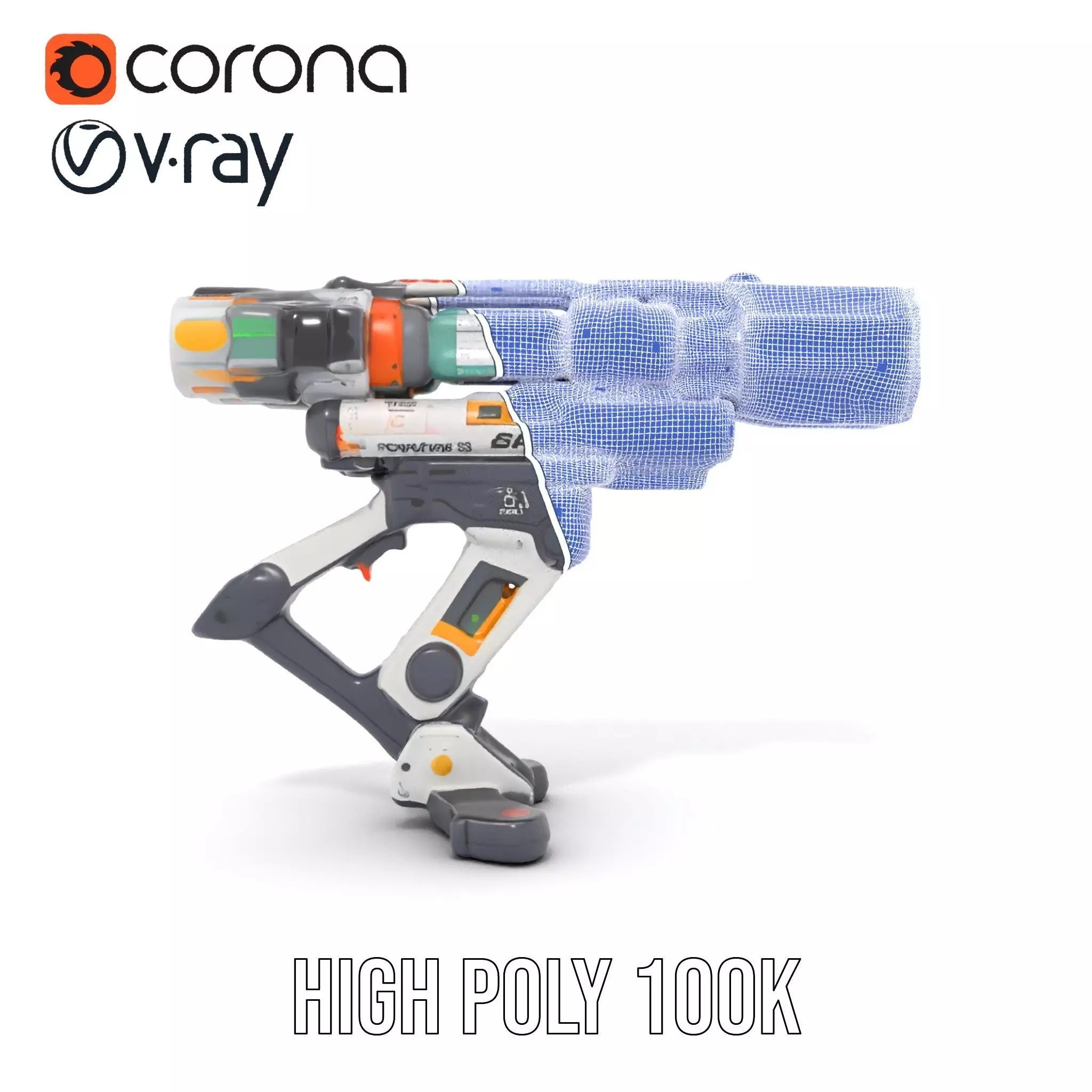 Futuristic SciFi Turret Model Pack Low-poly 3D model_34