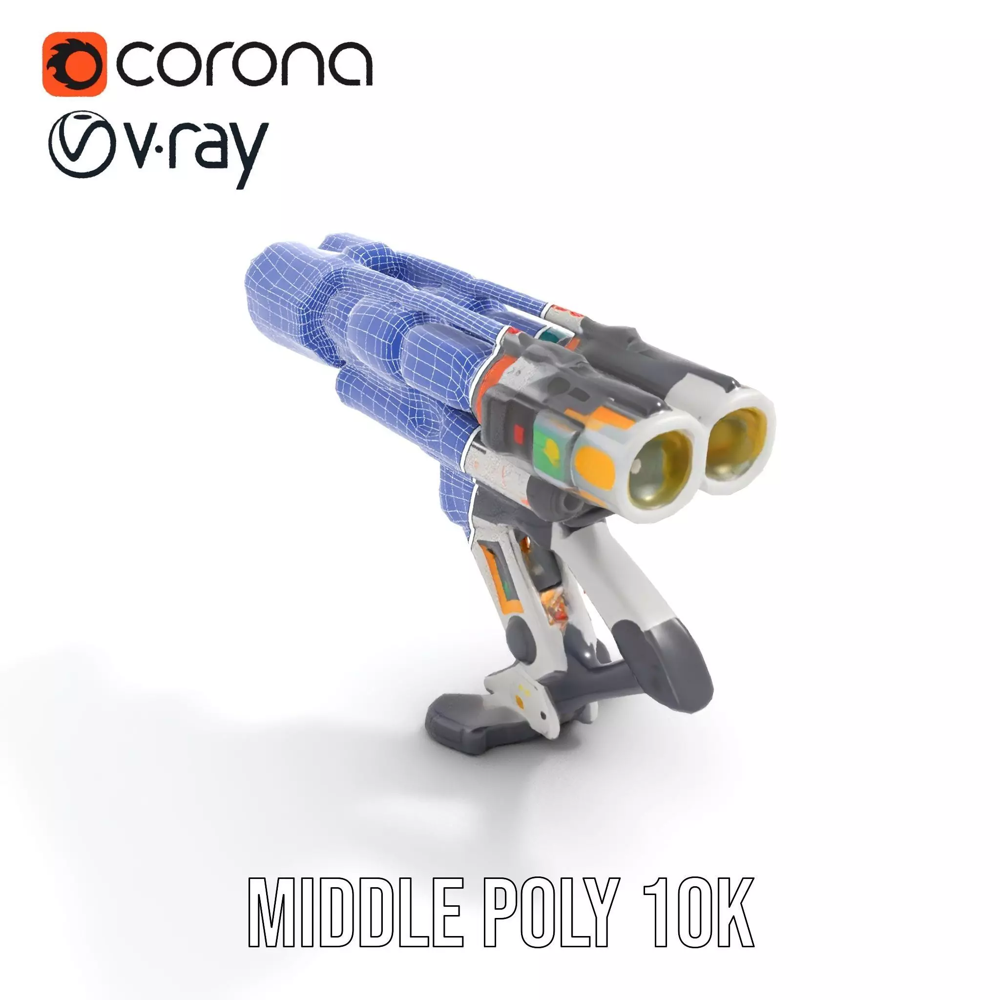 Futuristic SciFi Turret Model Pack Low-poly 3D model_22