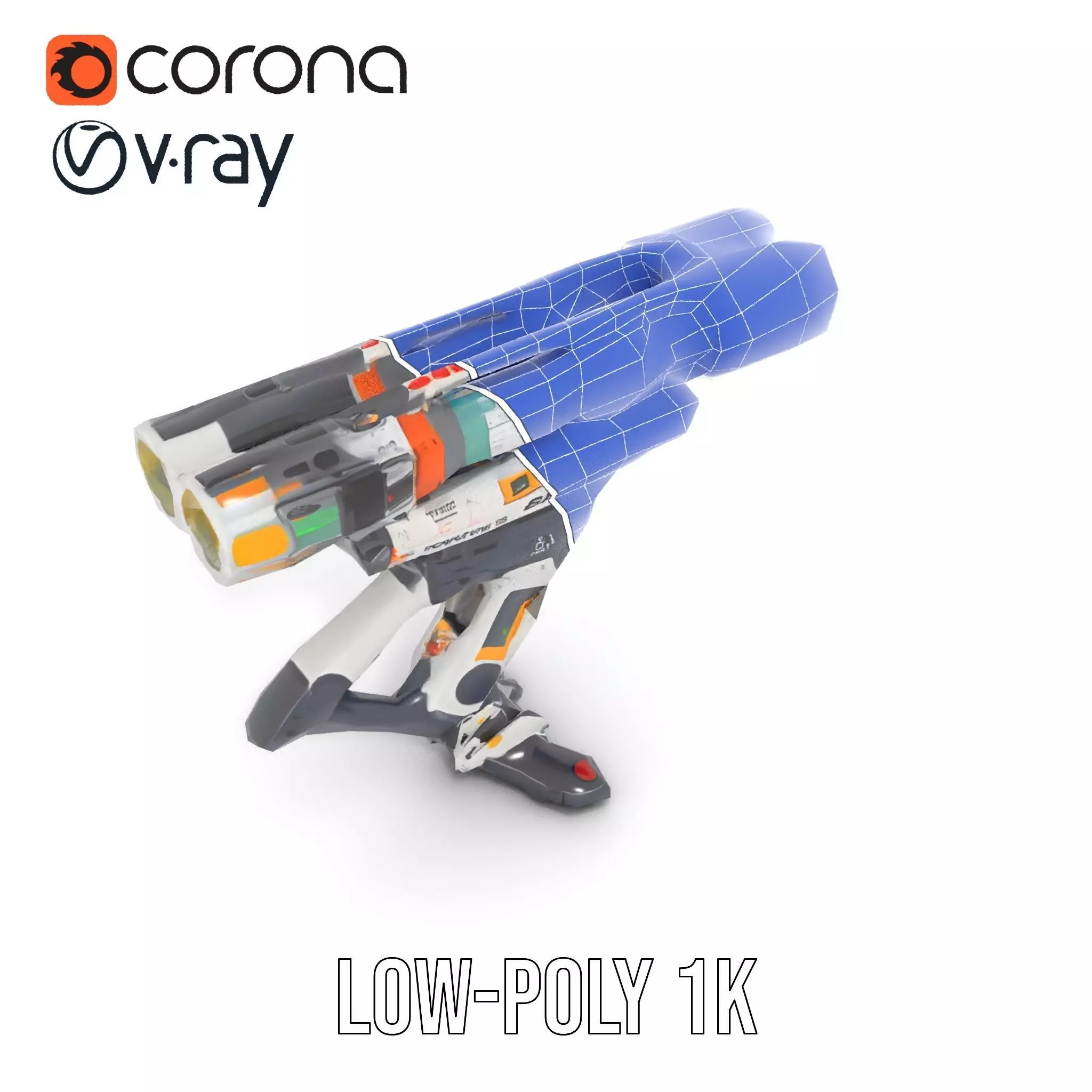 Futuristic SciFi Turret Model Pack Low-poly 3D model_29