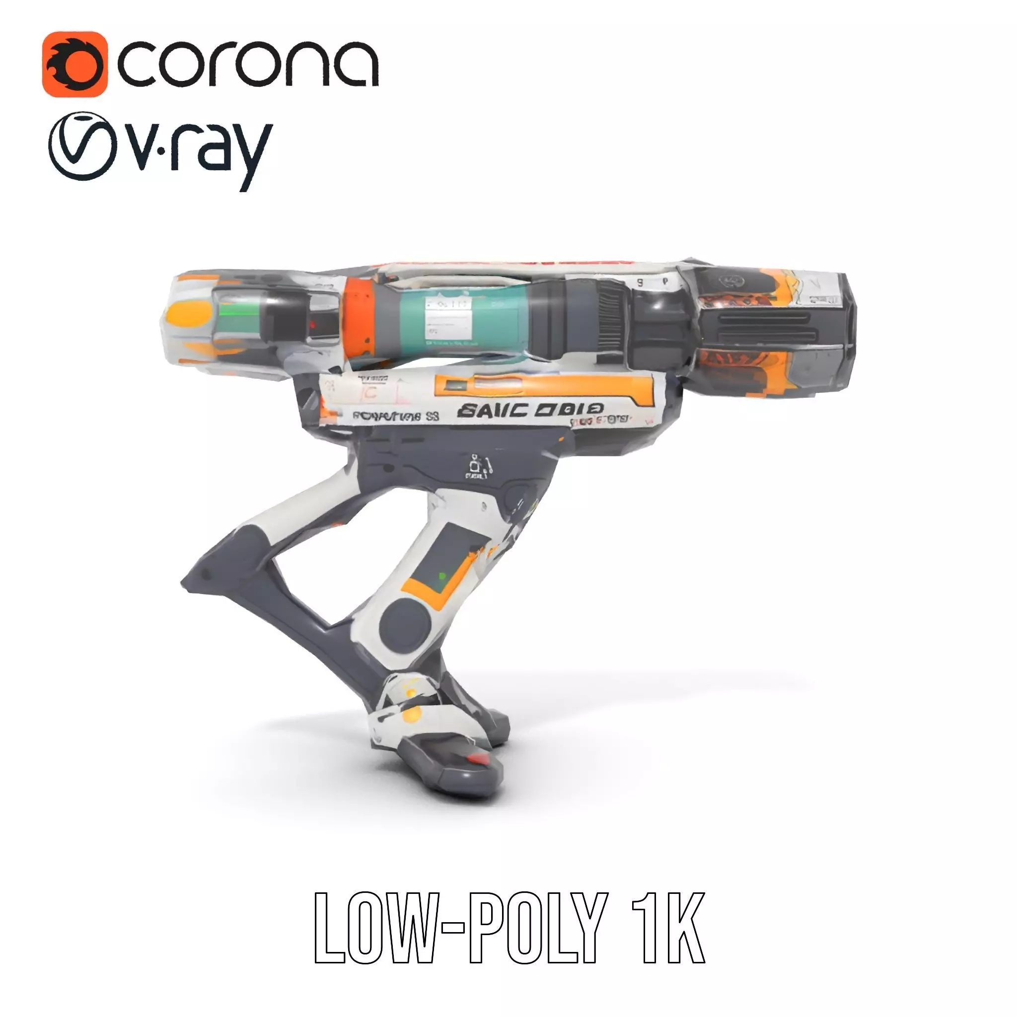 Futuristic SciFi Turret Model Pack Low-poly 3D model_10