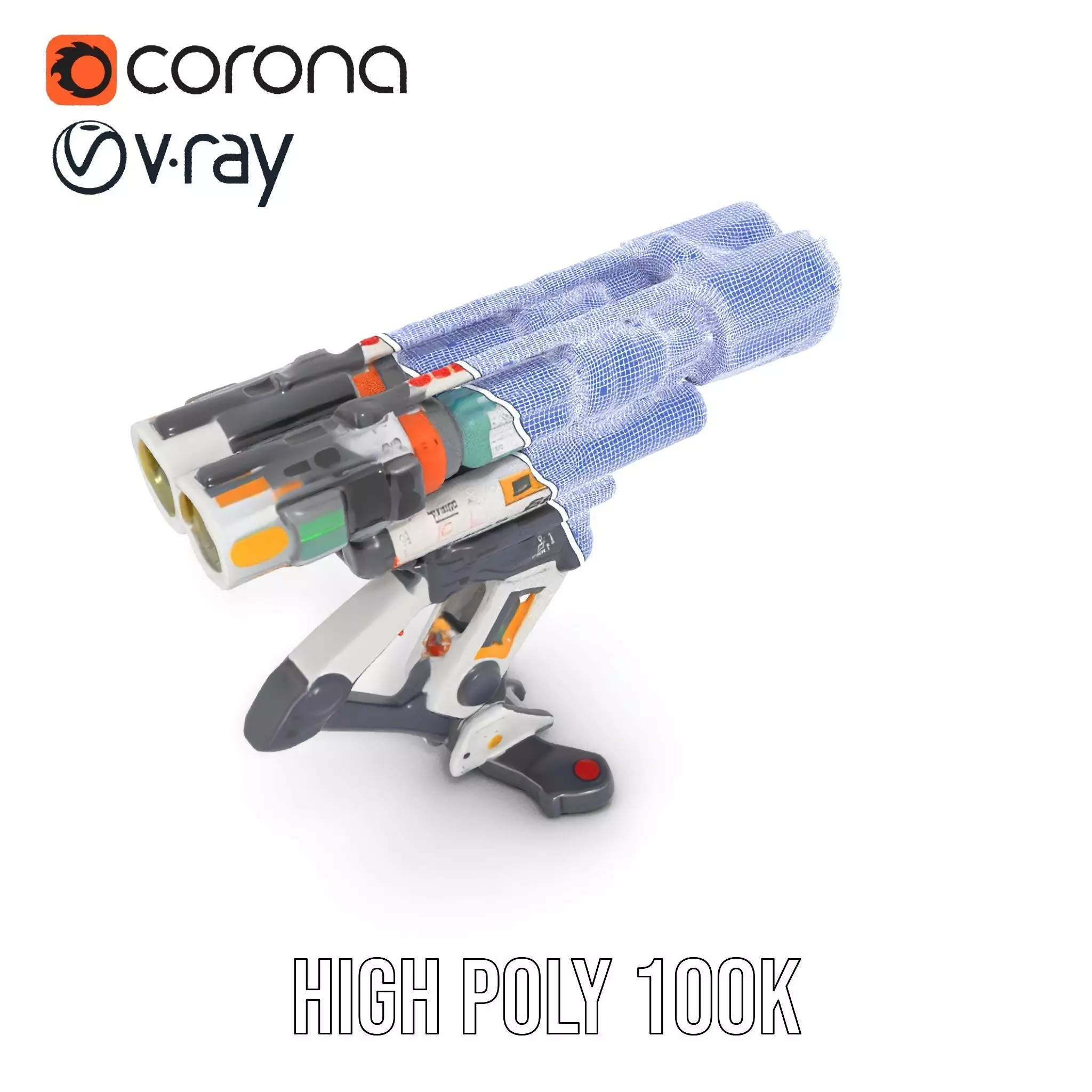 Futuristic SciFi Turret Model Pack Low-poly 3D model_33