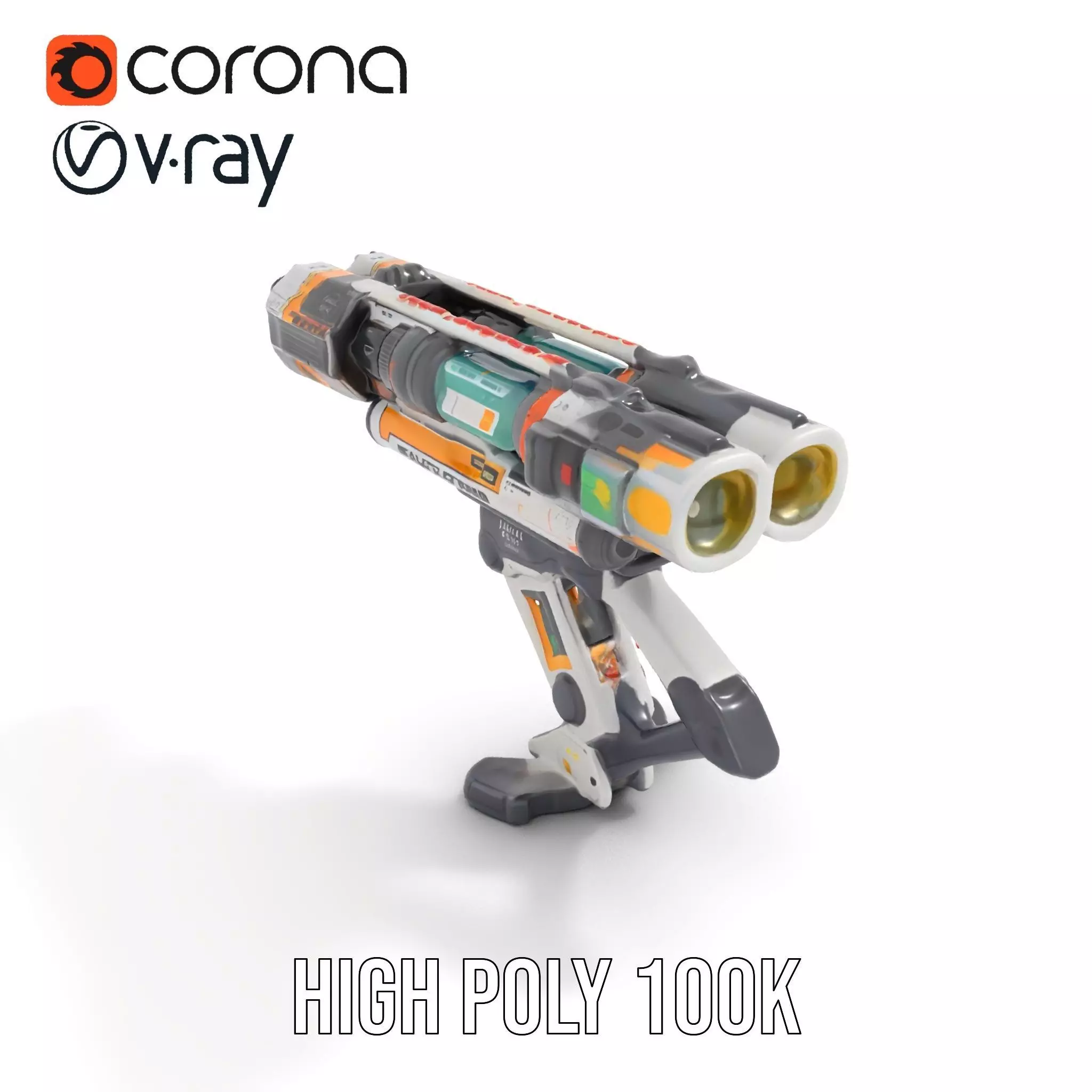 Futuristic SciFi Turret Model Pack Low-poly 3D model_24