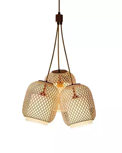 Rattan Bamboo Floor Lamp  Modern Wicker Standing Lamp