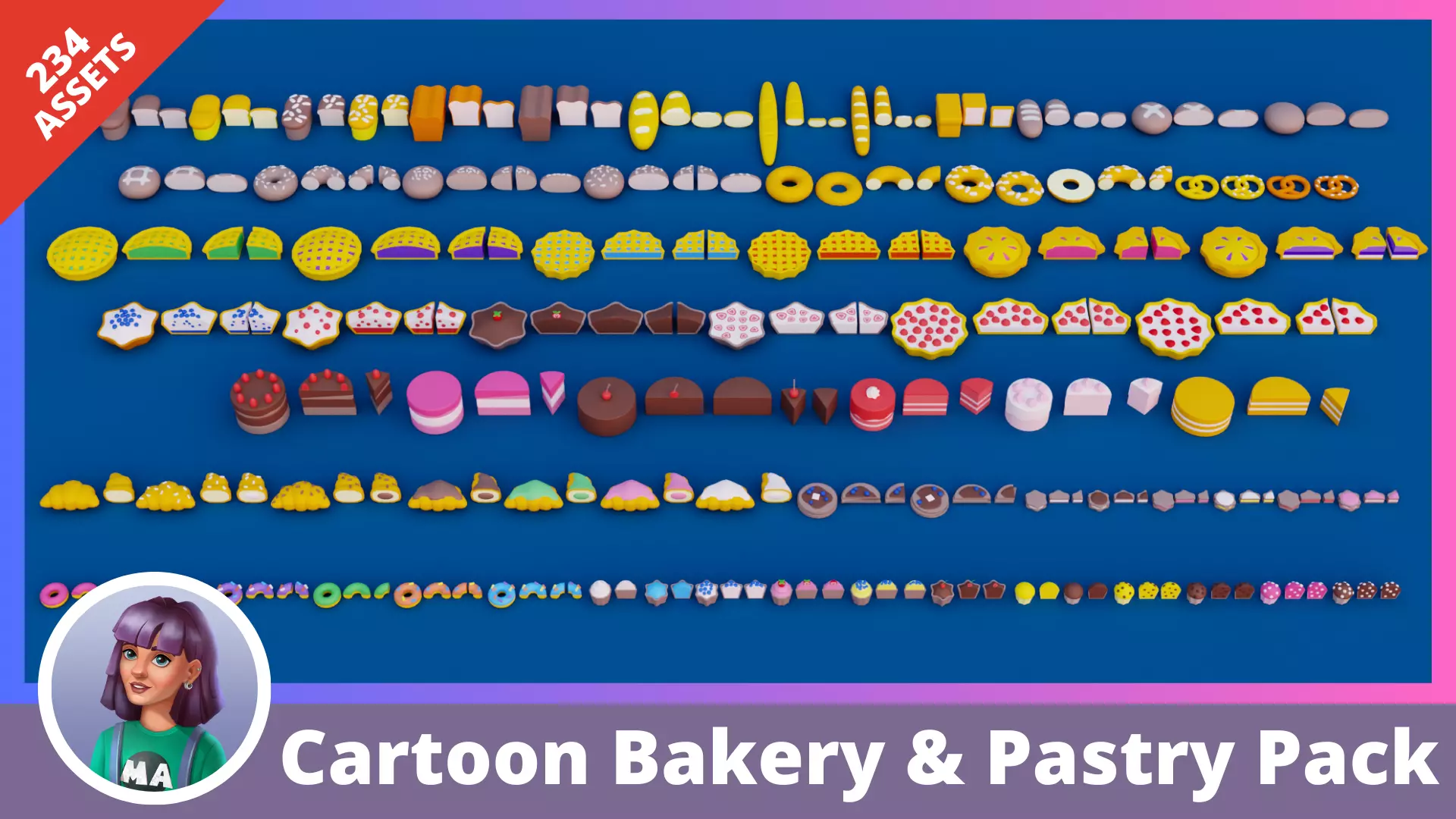 Cartoon Bakery and Pastry Pack Low-poly 3D model_0