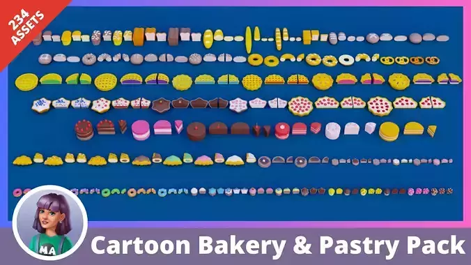 Cartoon Bakery and Pastry Pack Low-poly 3D model