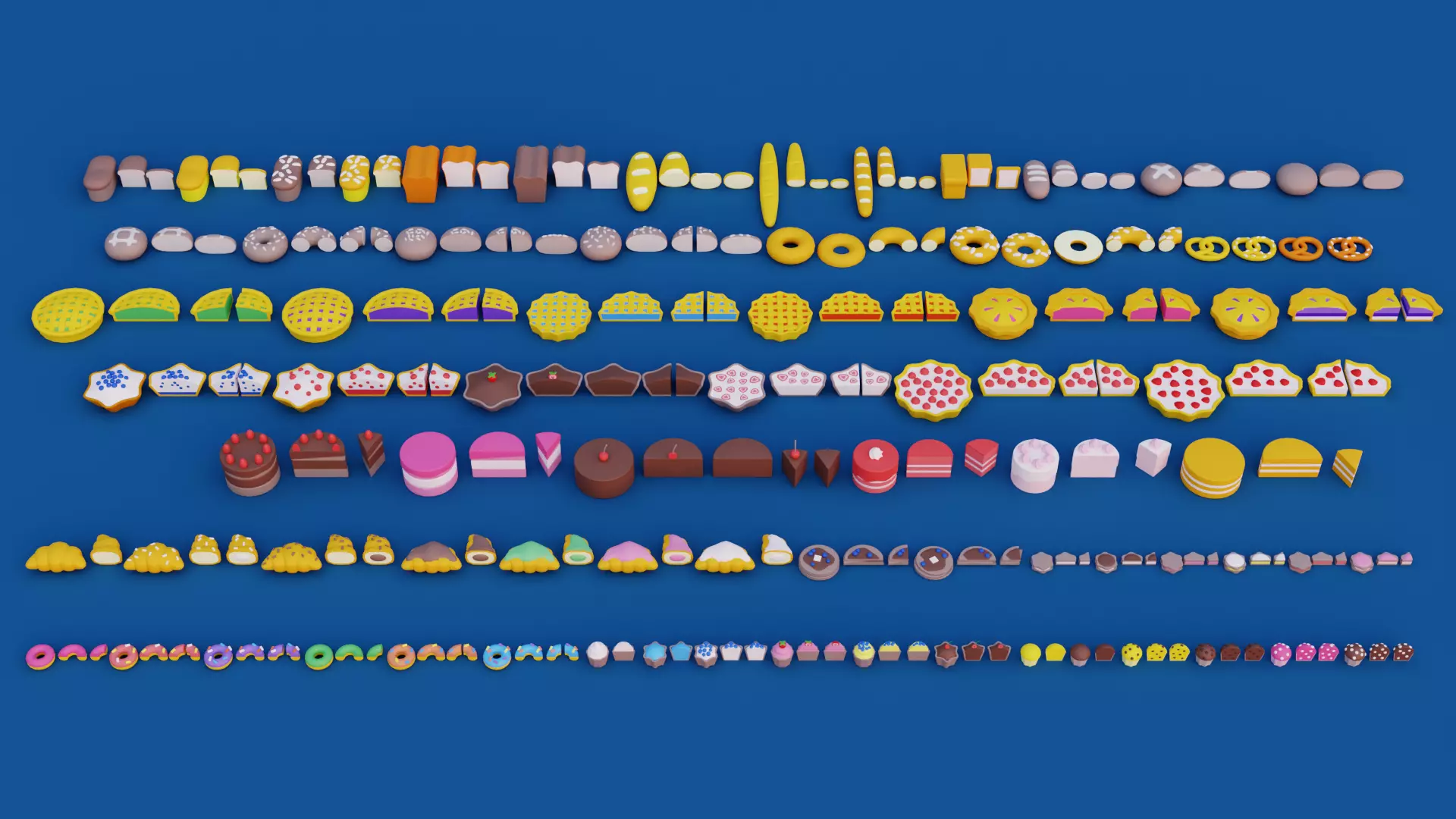 Cartoon Bakery and Pastry Pack Low-poly 3D model_1