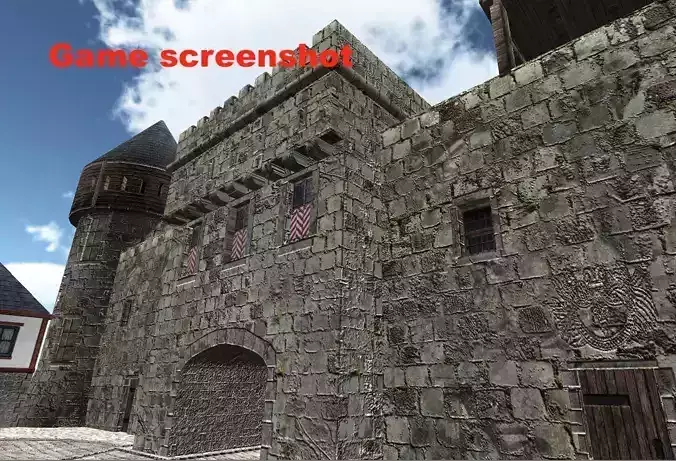 Medieval town construction kit for Unity Low-poly 3D model