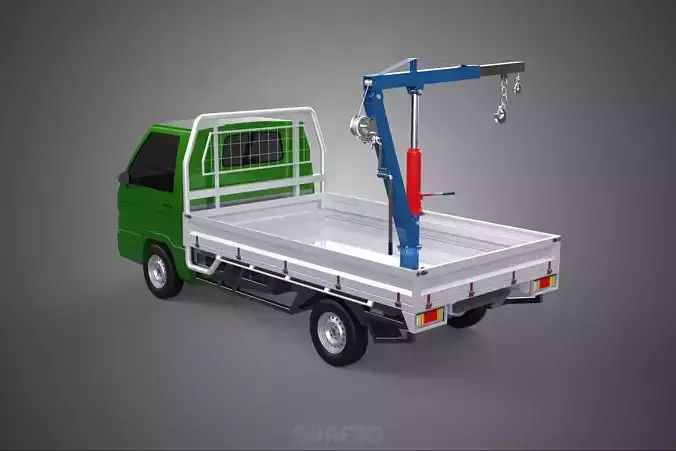 COMPACT SMALL MINI PICKUP TRUCK WINCH HOIST HYDRAULIC CRANE JIB 3D model
