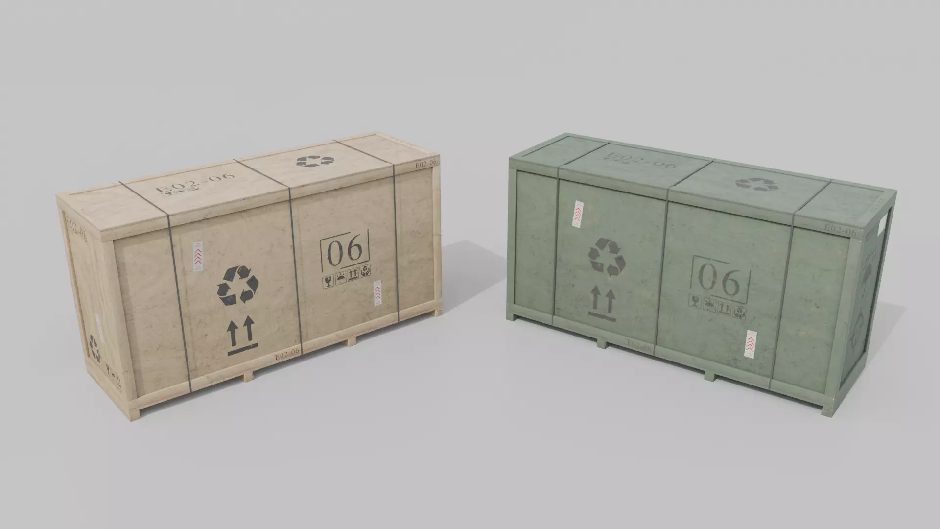 Customizable Wooden Crate Trio - Elongated Props 3D Model Collection_33