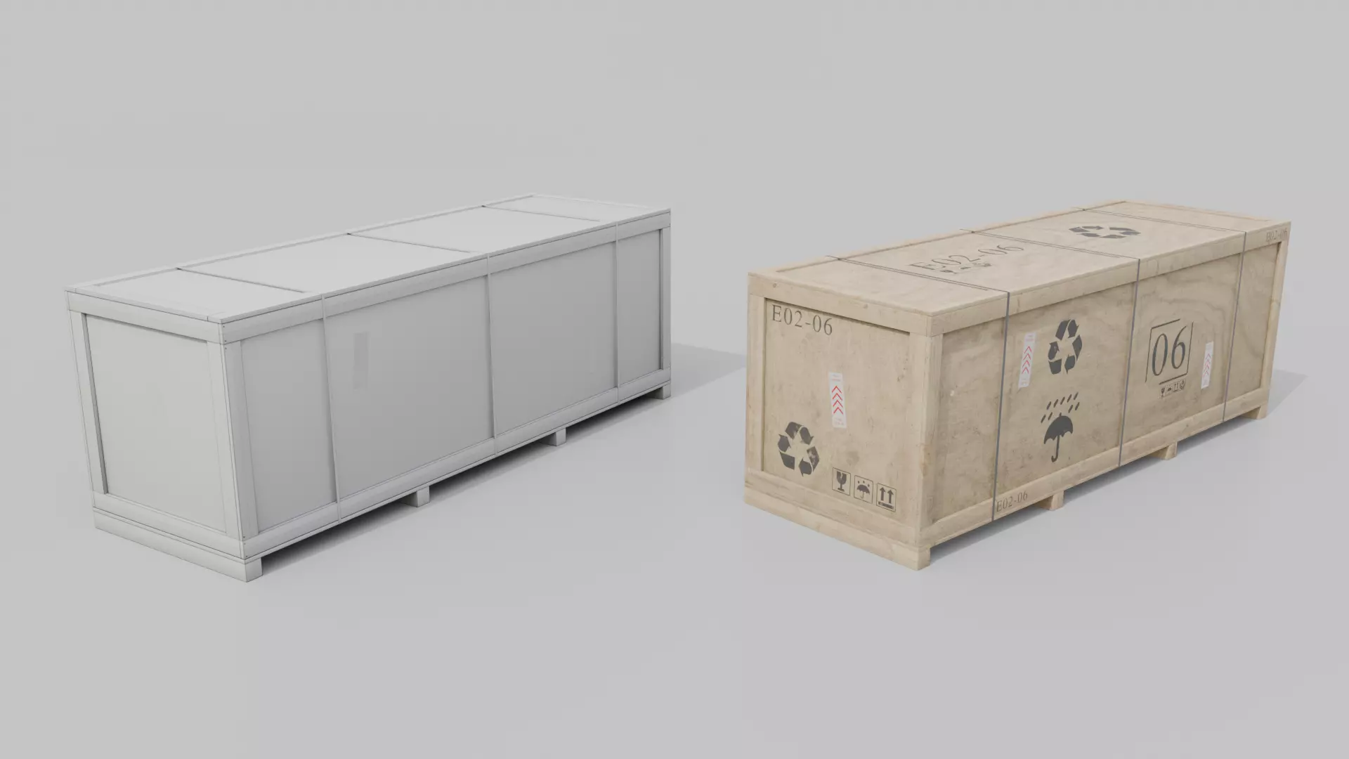 Customizable Wooden Crate Trio - Elongated Props 3D Model Collection_26